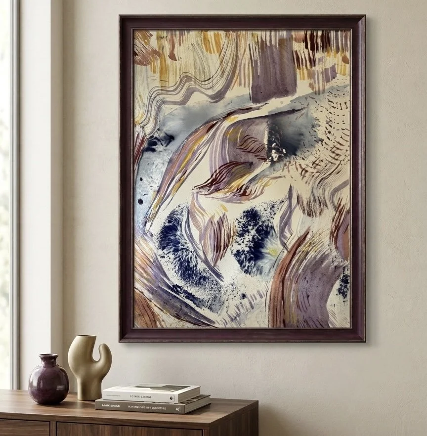 Matrices II, acrylique et pigments sur papier, 36 x 51 cm, par Keren Schwarz