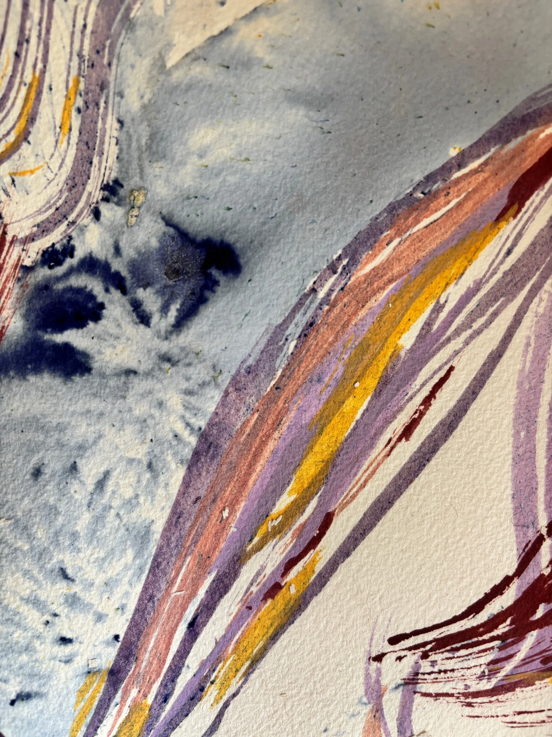 Matrices II, acrylique et pigments sur papier, 36 x 51 cm, par Keren Schwarz