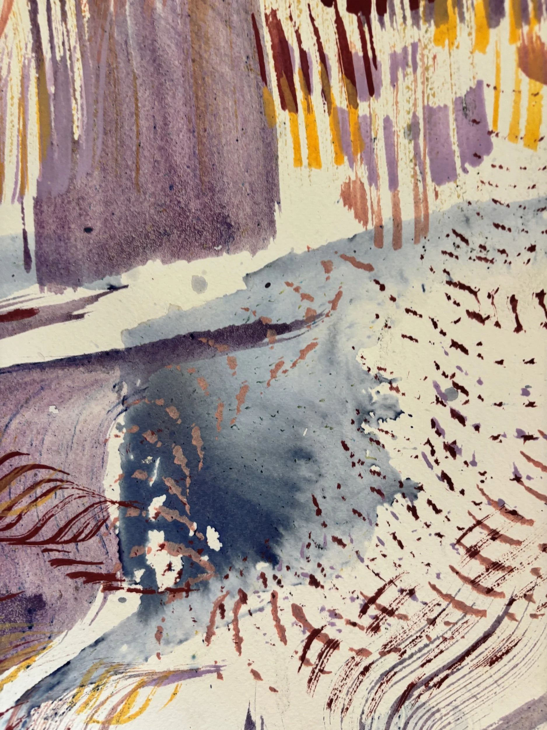 Matrices II, acrylique et pigments sur papier, 36 x 51 cm, par Keren Schwarz