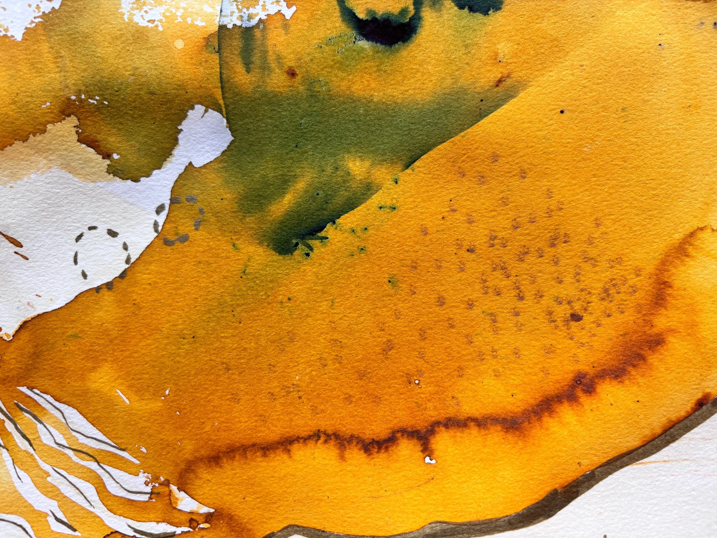 Diaspora I, pigments, marqueur et encre sur papier, 32 x 24 cm, par Keren Schwarz