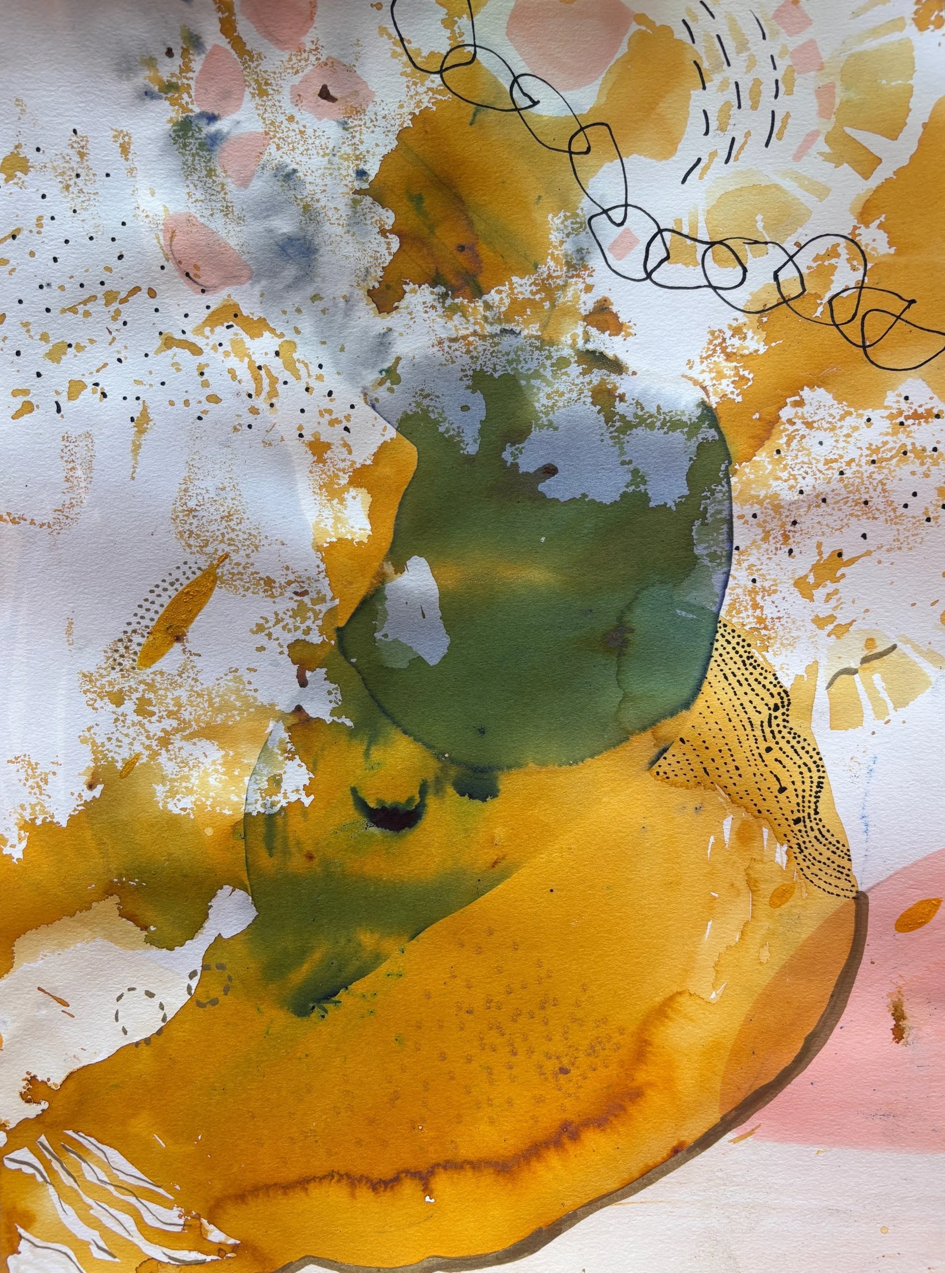 Diaspora I, pigments, marqueur et encre sur papier, 32 x 24 cm, par Keren Schwarz