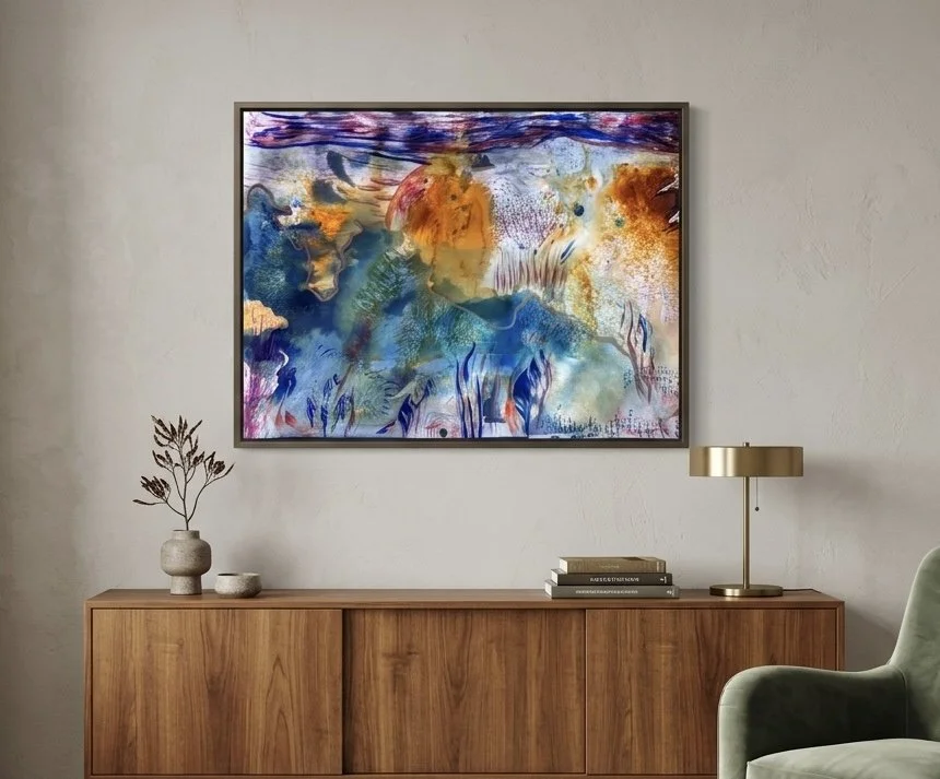 Diaspora IV, acrylique, pigments et marqueur sur papier, 41.7 x 59 cm, par Keren Schwarz