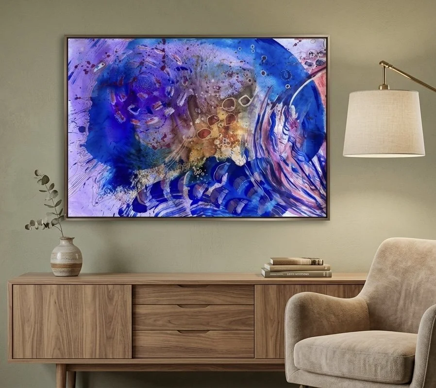 Eclore V, acrylique, pigments et marqueur sur papier, 41.7 x 59 cm, par Keren Schwarz