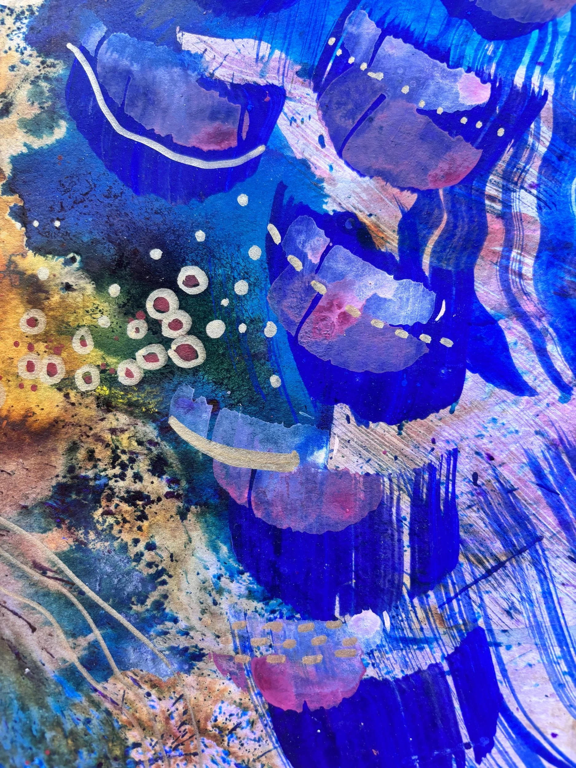 Eclore V, acrylique, pigments et marqueur sur papier, 41.7 x 59 cm, par Keren Schwarz