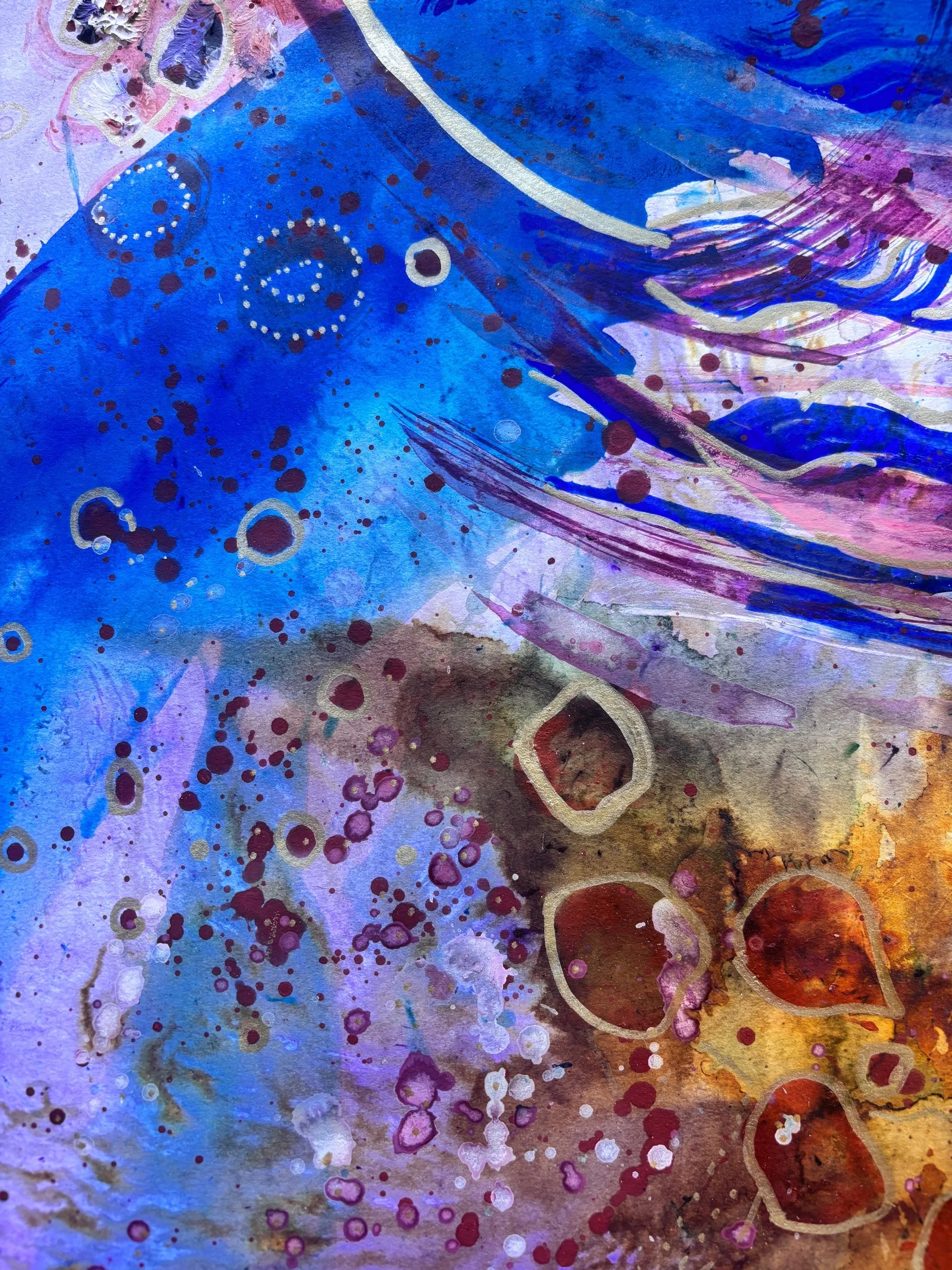 Eclore V, acrylique, pigments et marqueur sur papier, 41.7 x 59 cm, par Keren Schwarz