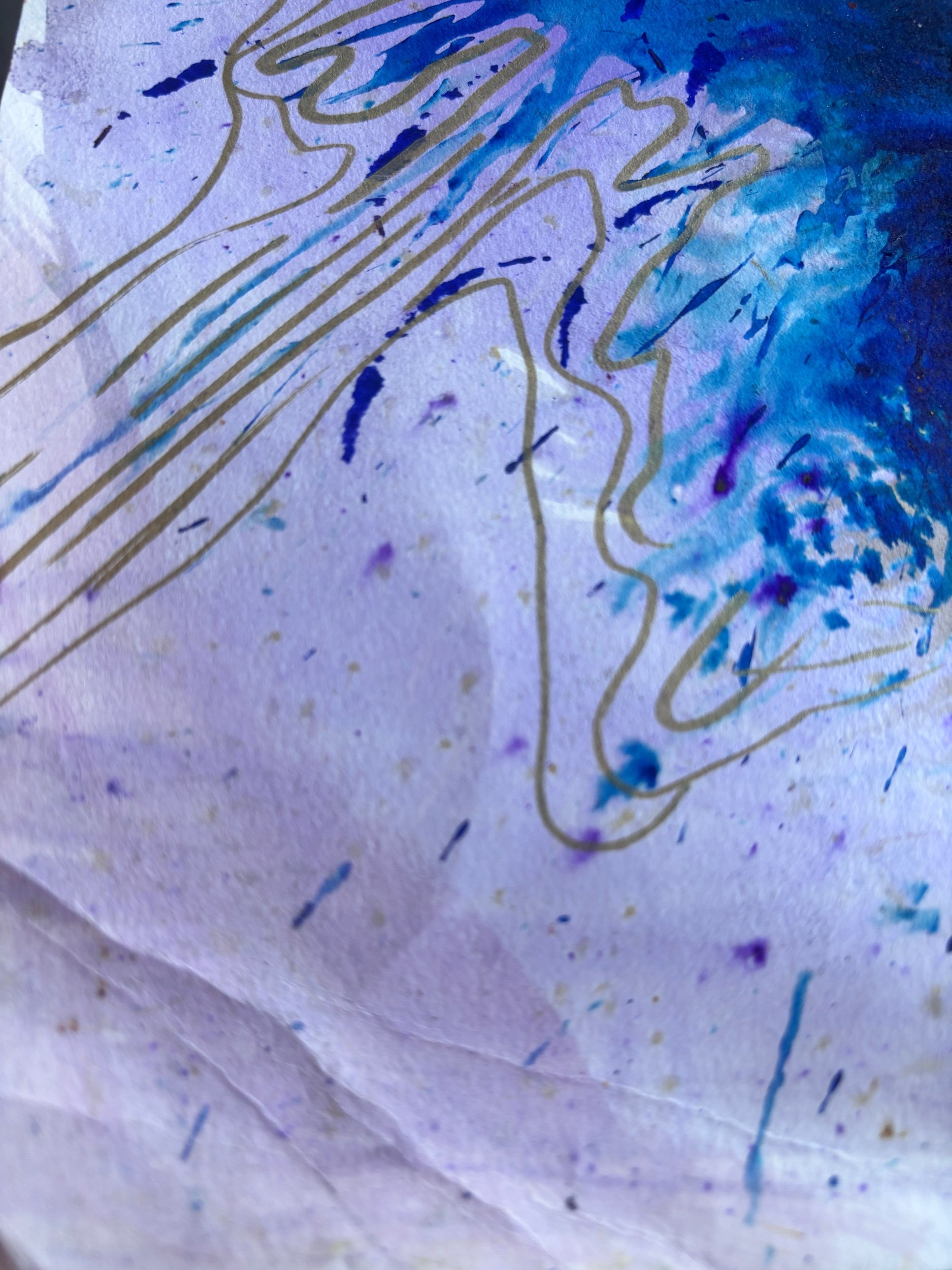 Eclore V, acrylique, pigments et marqueur sur papier, 41.7 x 59 cm, par Keren Schwarz
