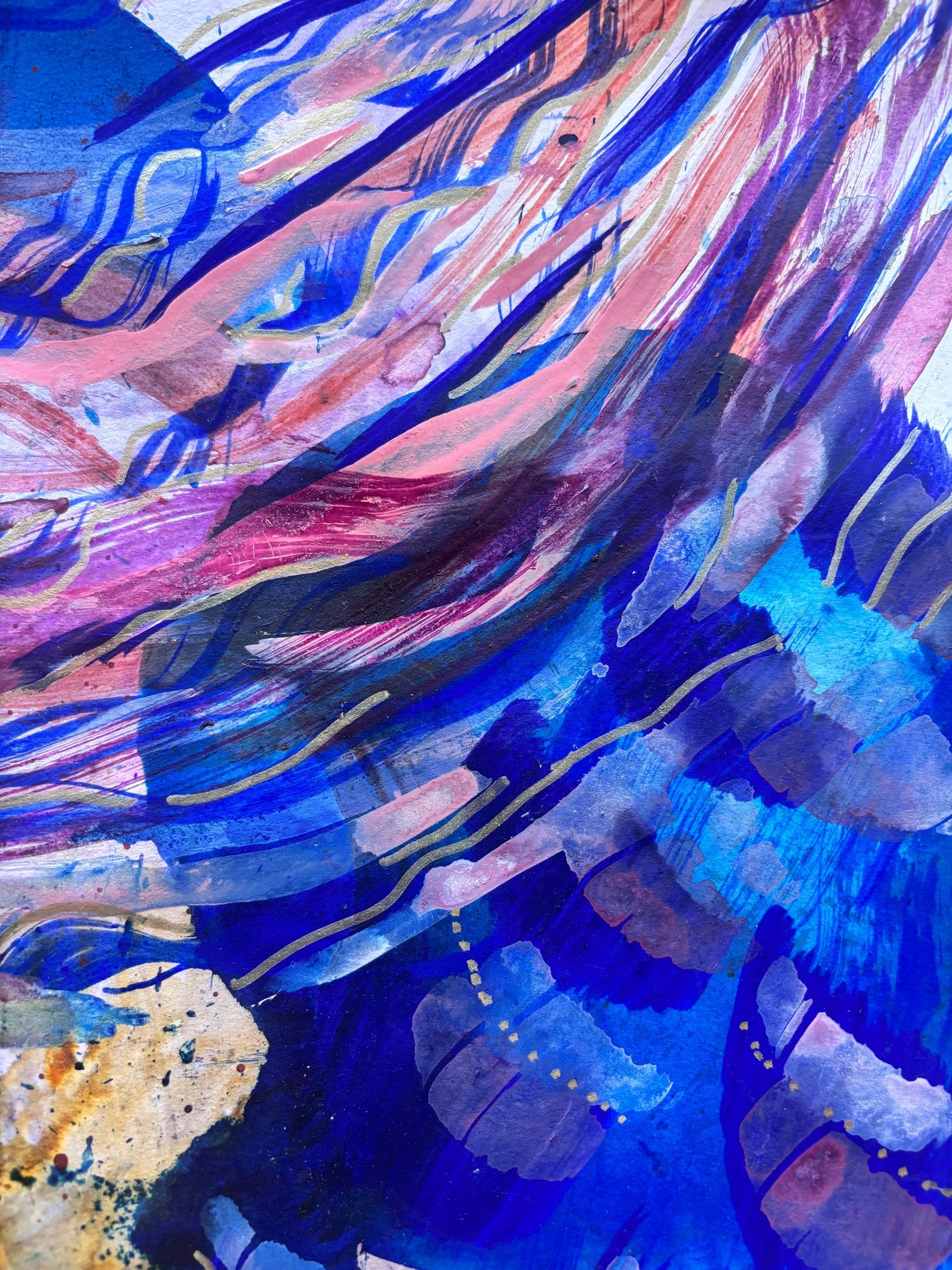 Eclore V, acrylique, pigments et marqueur sur papier, 41.7 x 59 cm, par Keren Schwarz