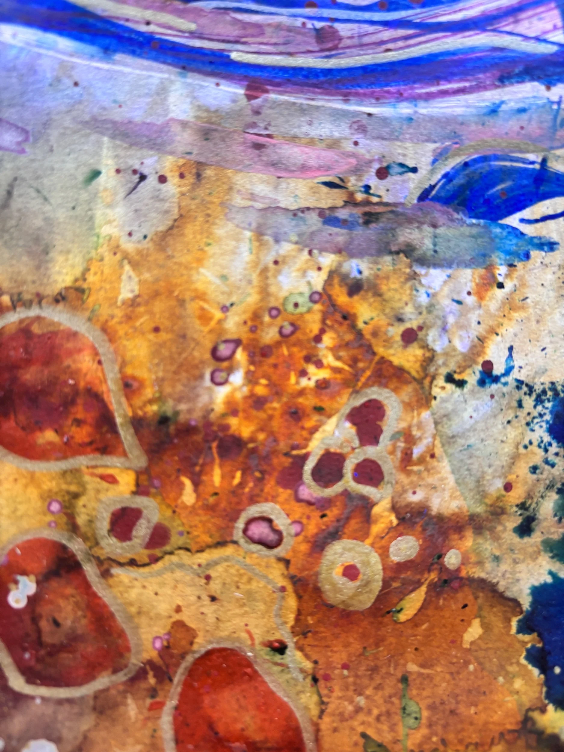 Eclore V, acrylique, pigments et marqueur sur papier, 41.7 x 59 cm, par Keren Schwarz