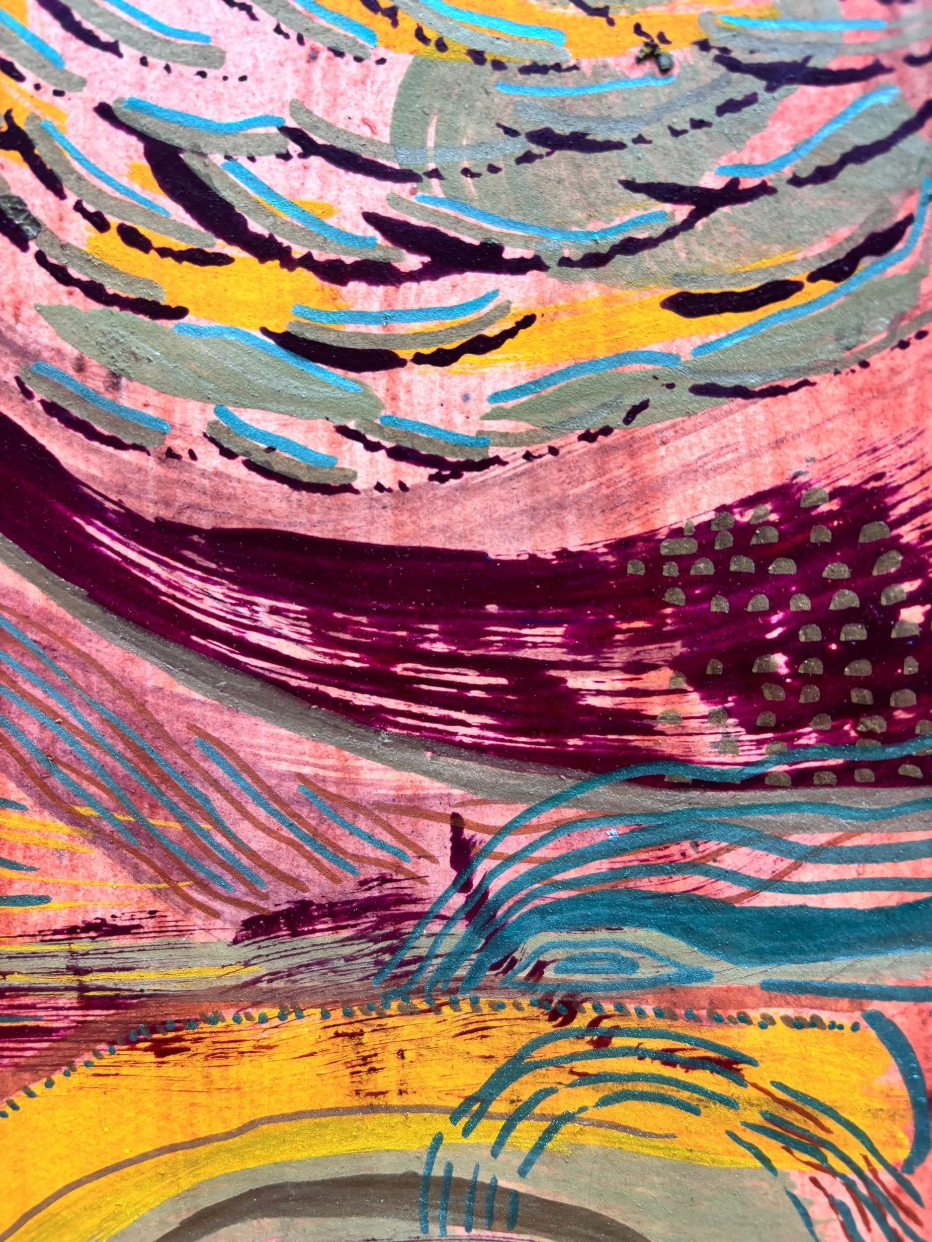 Eclipse II, acrylique et pigments sur papier, 21.7 x 29 cm, par Keren Schwarz