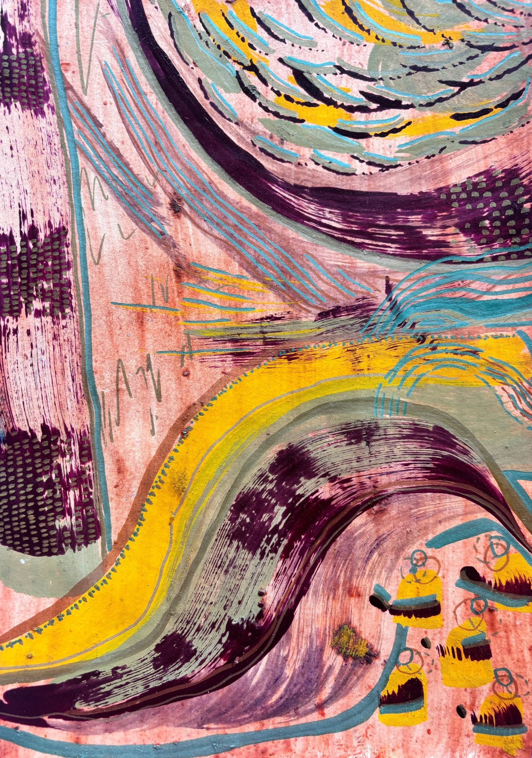 Eclipse II, acrylique et pigments sur papier, 21.7 x 29 cm, par Keren Schwarz
