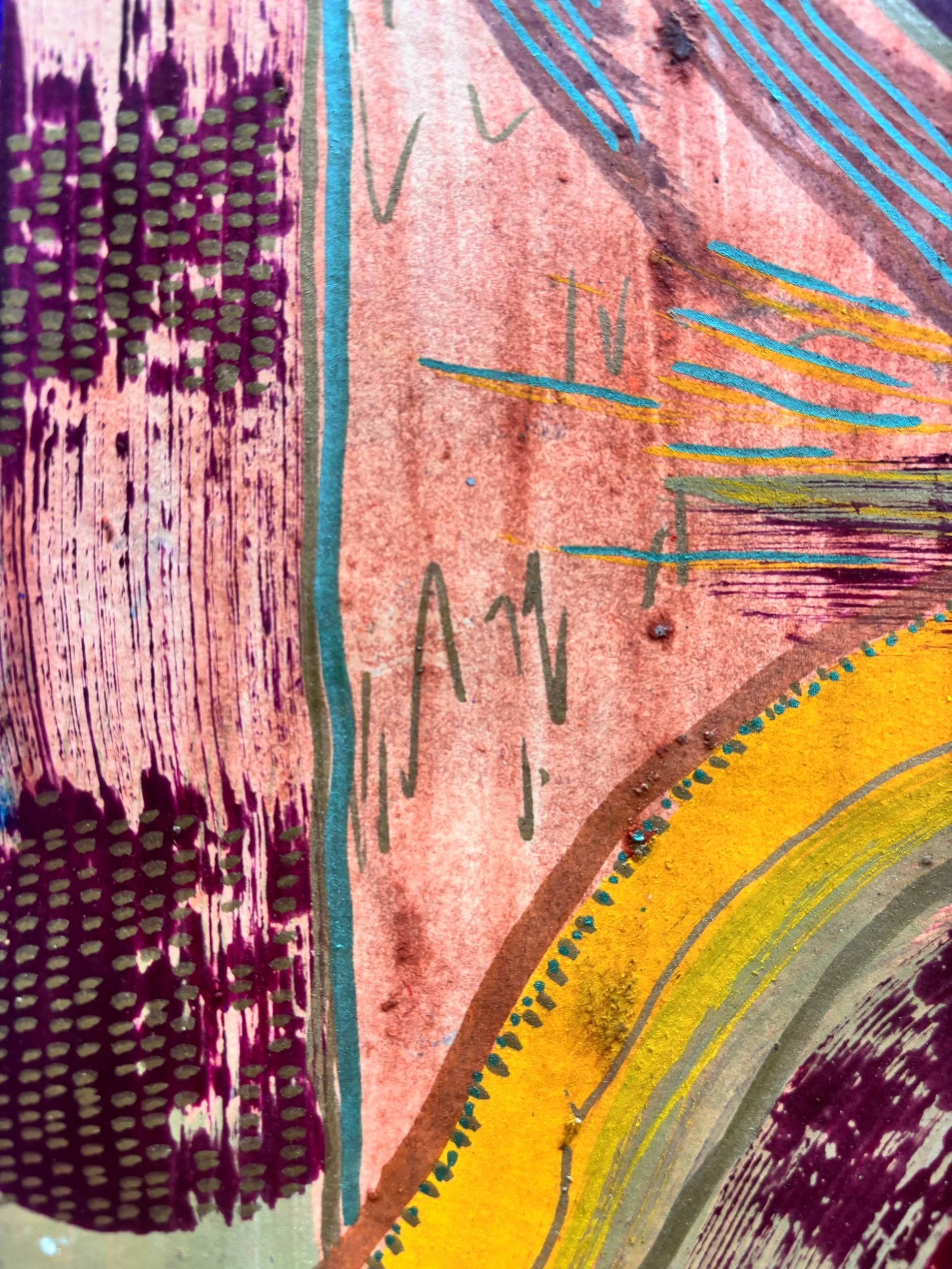 Eclipse II, acrylique et pigments sur papier, 21.7 x 29 cm, par Keren Schwarz