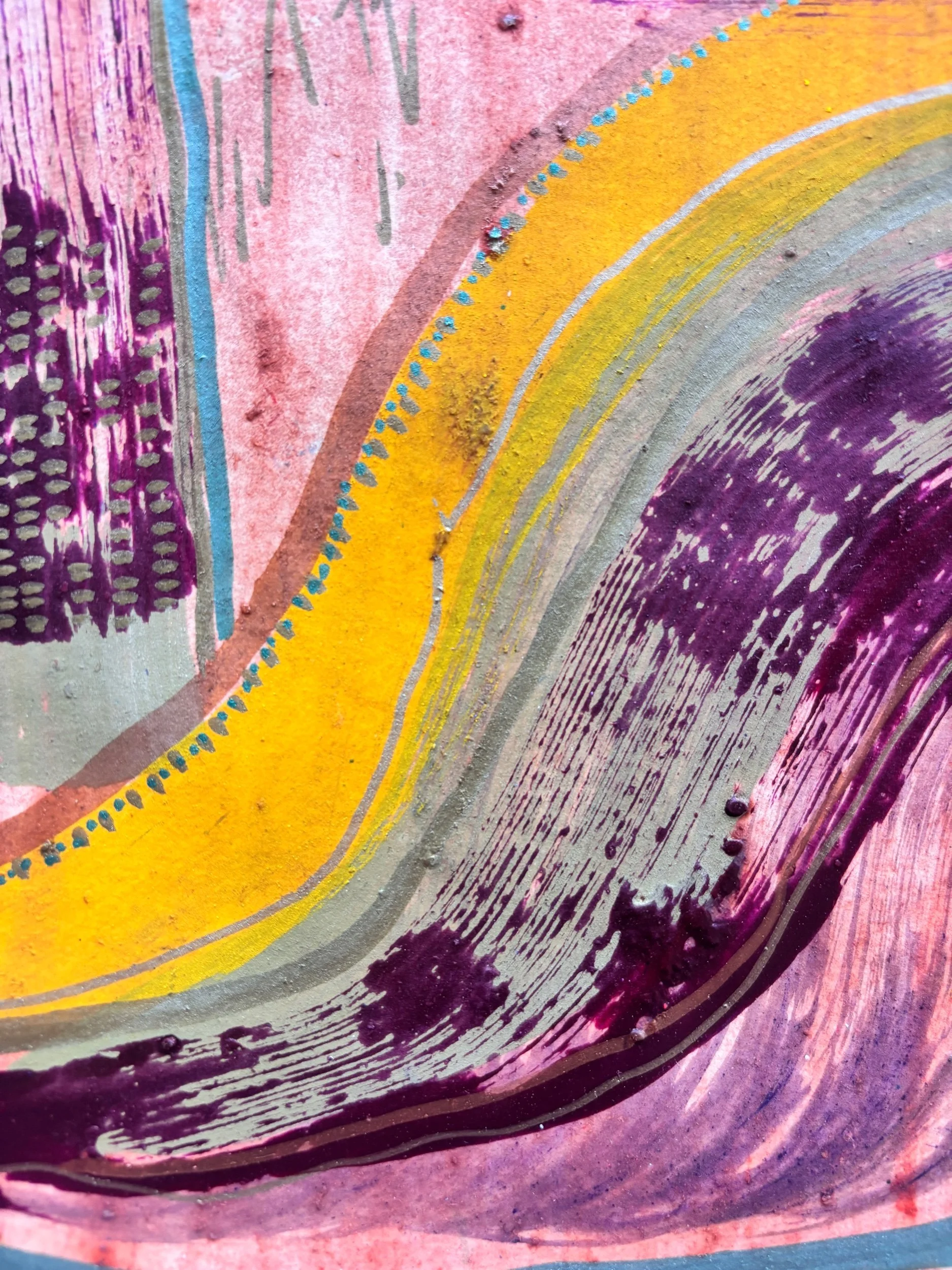 Eclipse II, acrylique et pigments sur papier, 21.7 x 29 cm, par Keren Schwarz