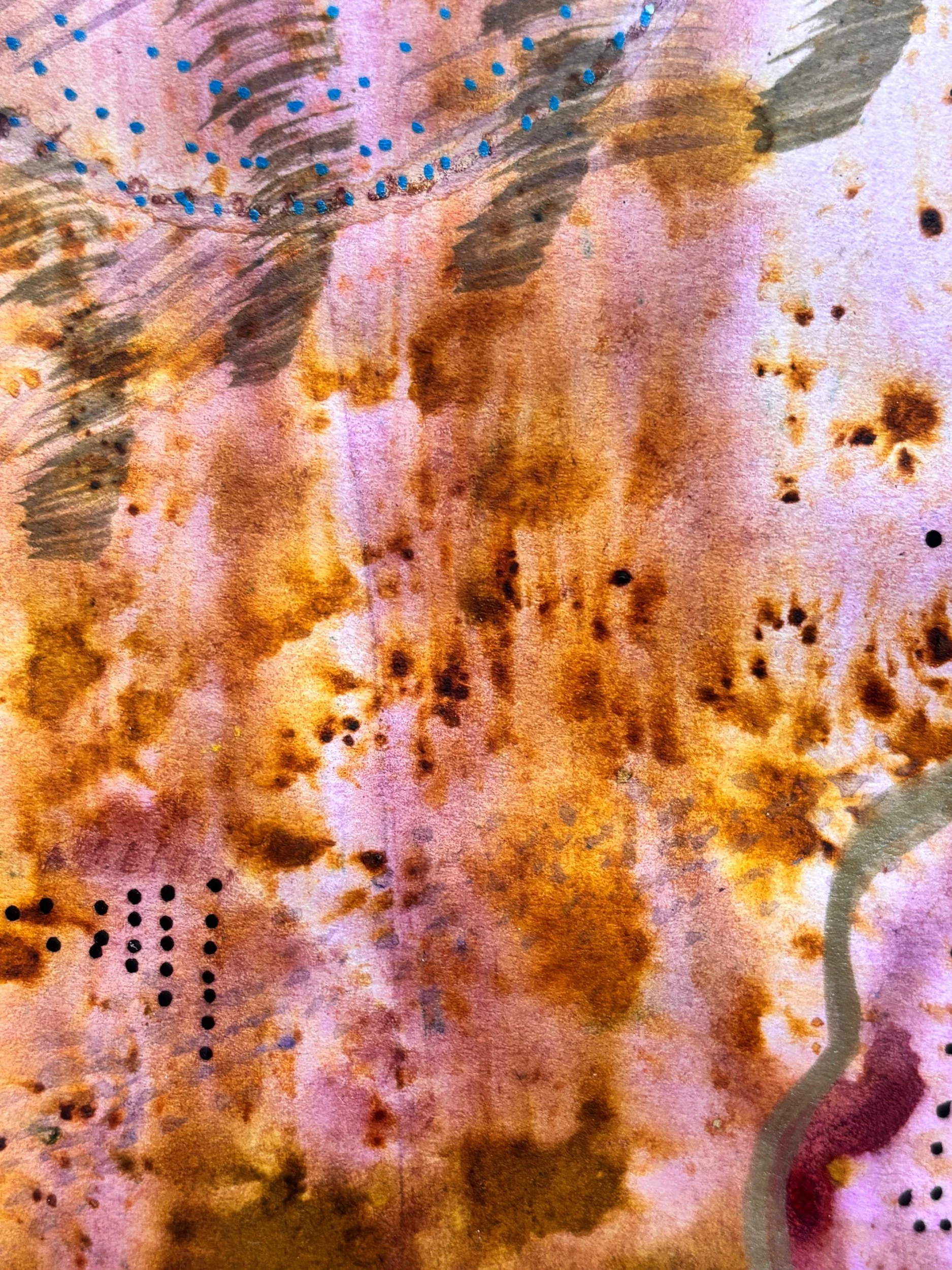 Eclipse, acrylique et pigments sur papier, 21.7 x 29 cm, par Keren Schwarz