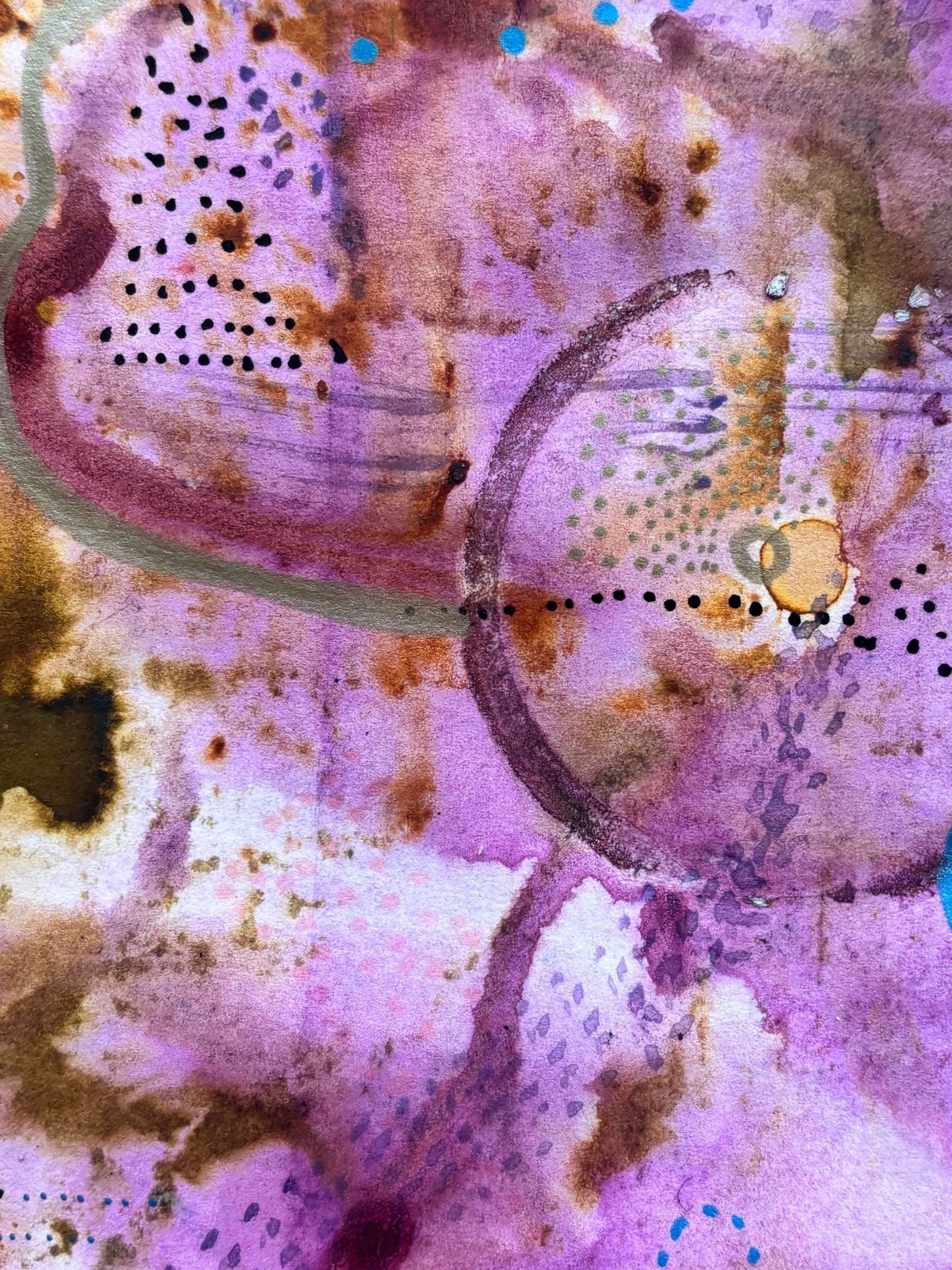 Eclipse, acrylique et pigments sur papier, 21.7 x 29 cm, par Keren Schwarz