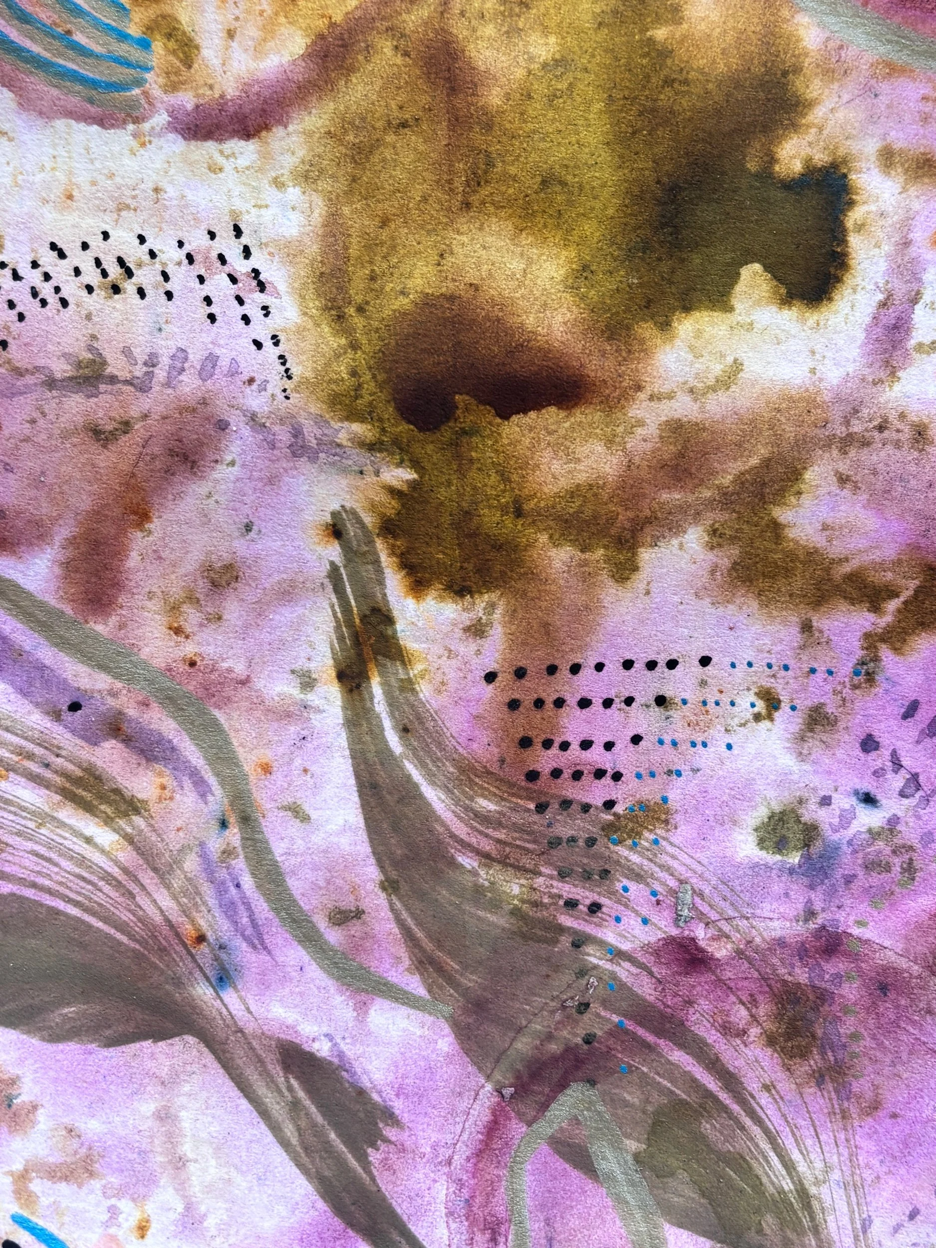 Eclipse, acrylique et pigments sur papier, 21.7 x 29 cm, par Keren Schwarz