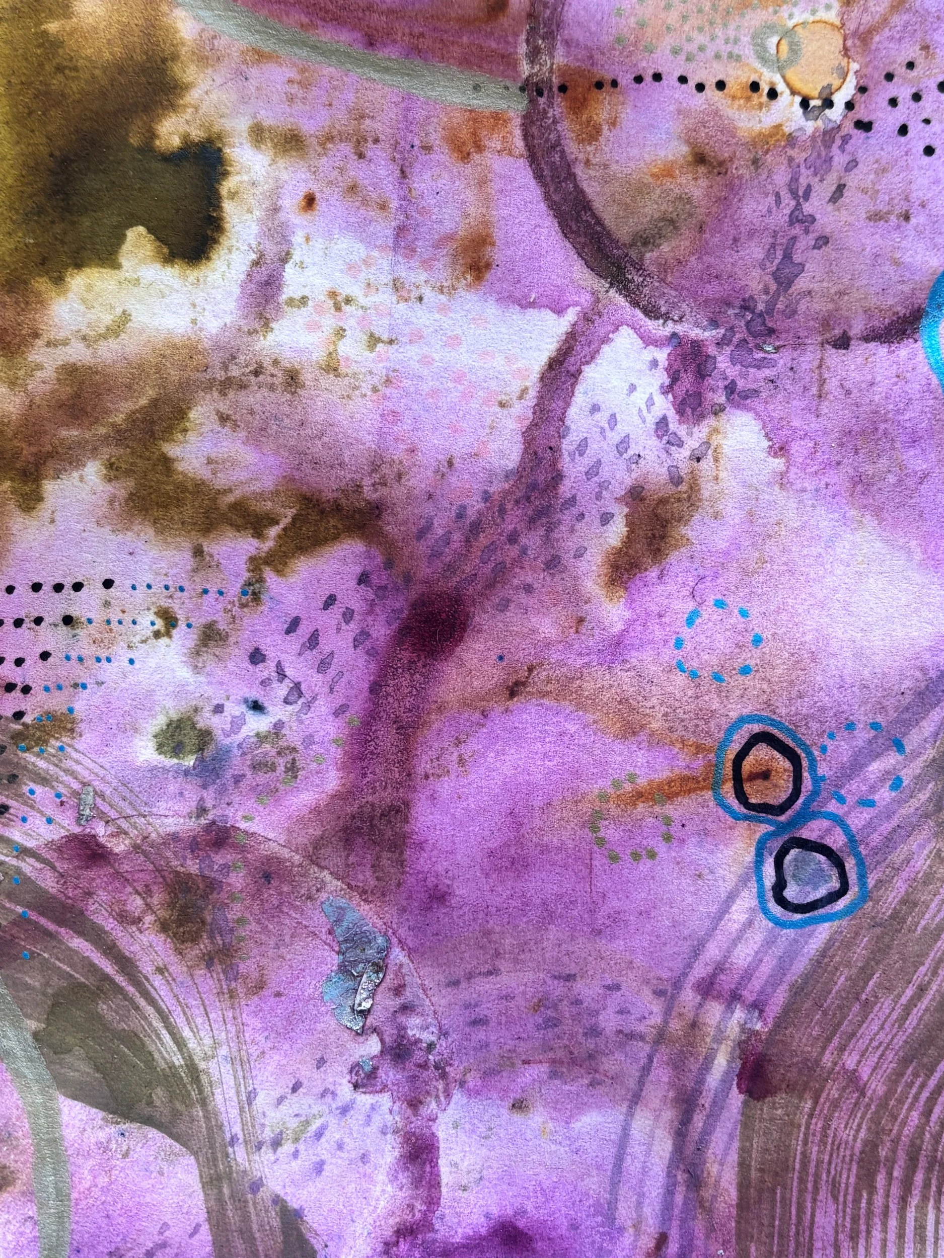 Eclipse, acrylique et pigments sur papier, 21.7 x 29 cm, par Keren Schwarz