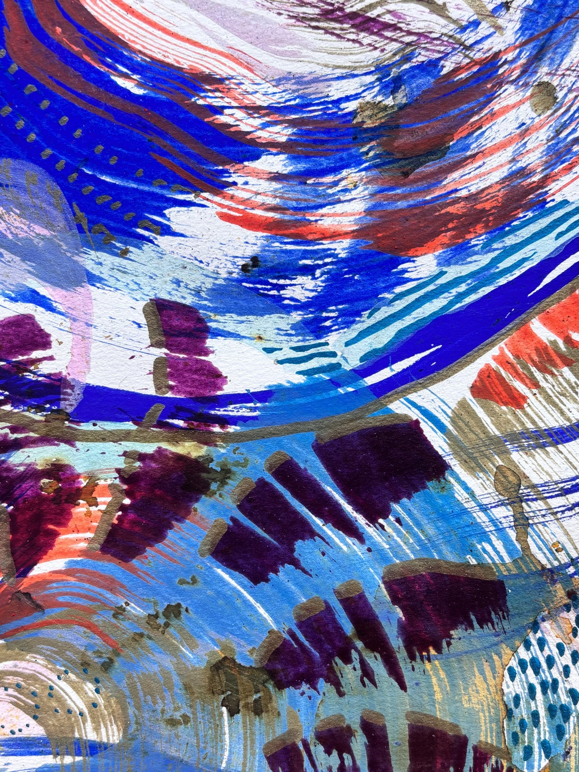 Eclore III, pigments, marqueur et encre sur papier, 32 x 24 cm, par Keren Schwarz
