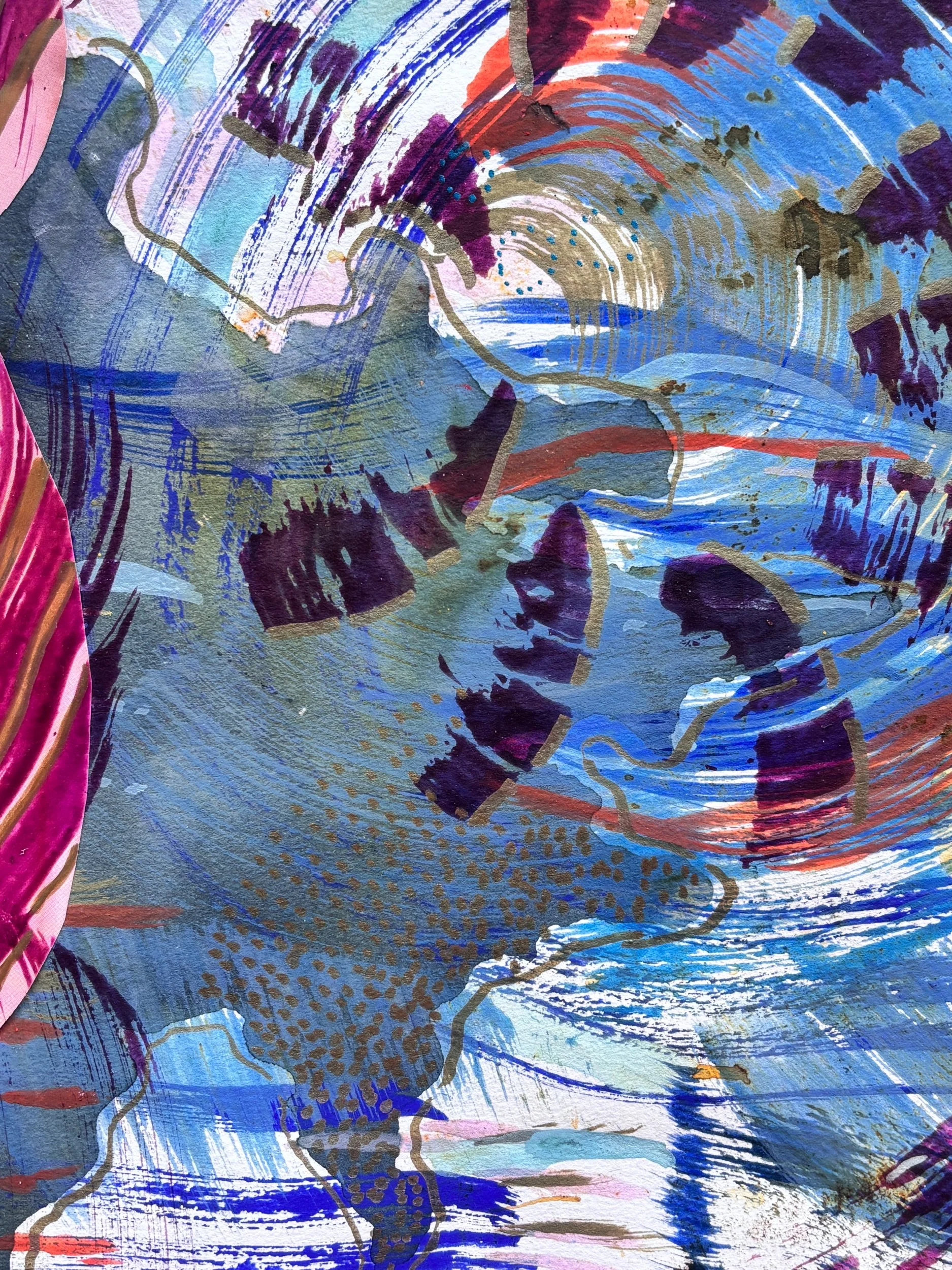 Eclore III, pigments, marqueur et encre sur papier, 32 x 24 cm, par Keren Schwarz