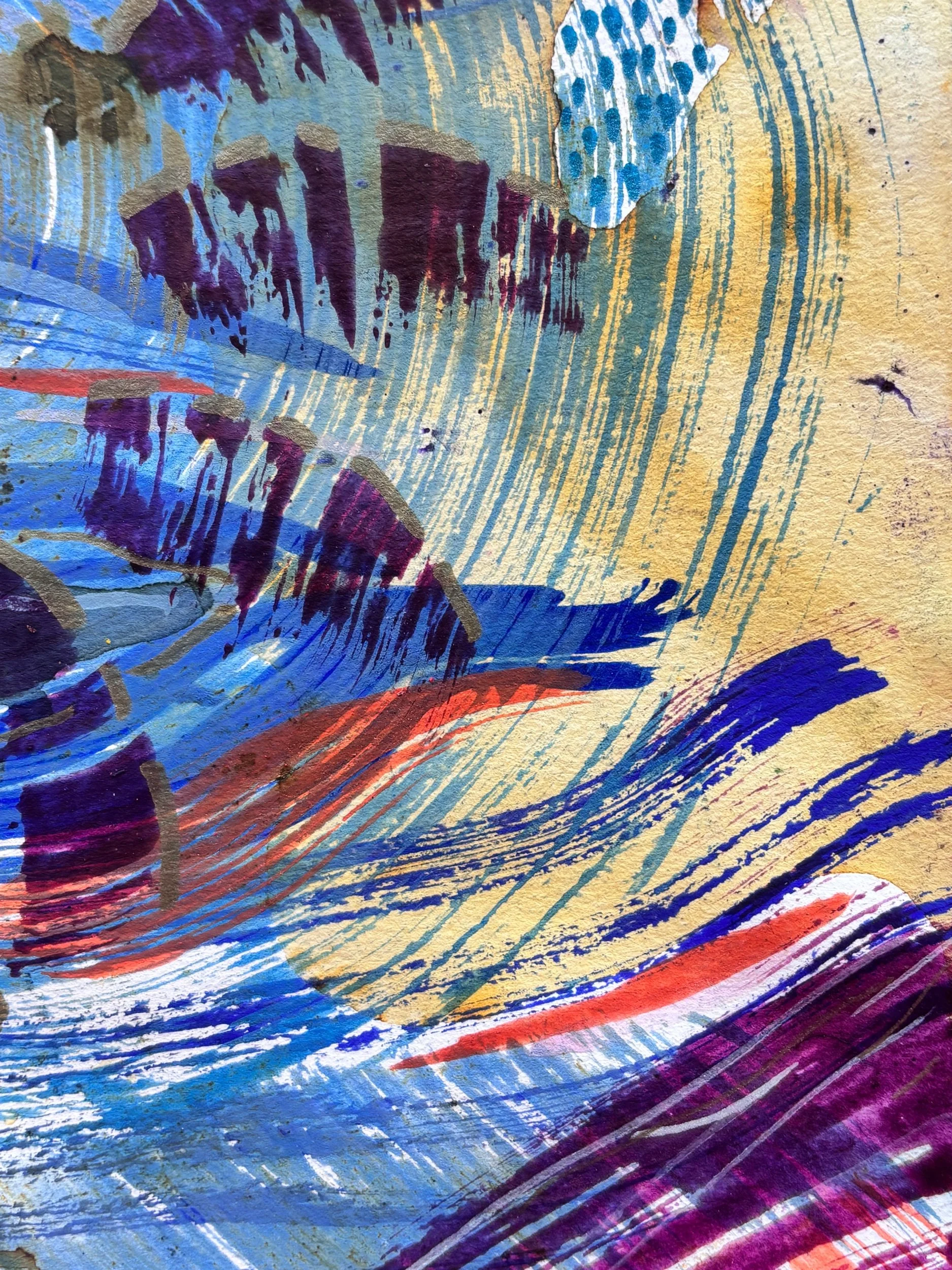 Eclore III, pigments, marqueur et encre sur papier, 32 x 24 cm, par Keren Schwarz