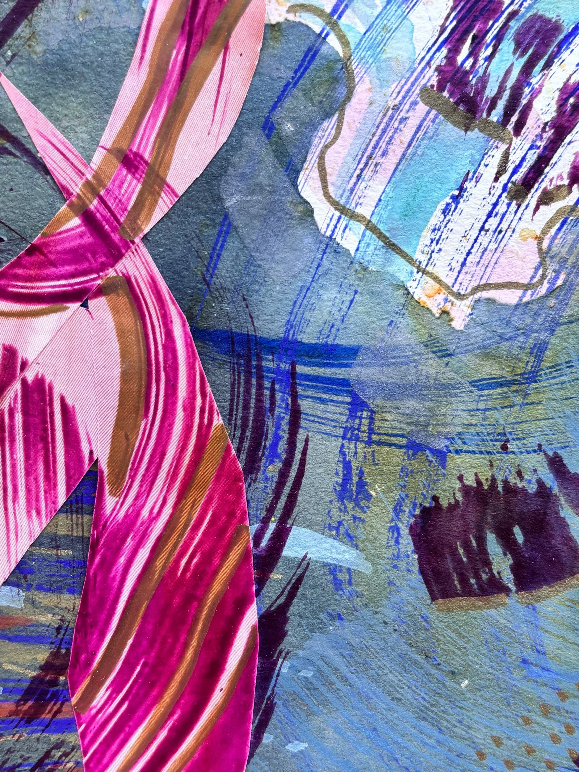 Eclore III, pigments, marqueur et encre sur papier, 32 x 24 cm, par Keren Schwarz