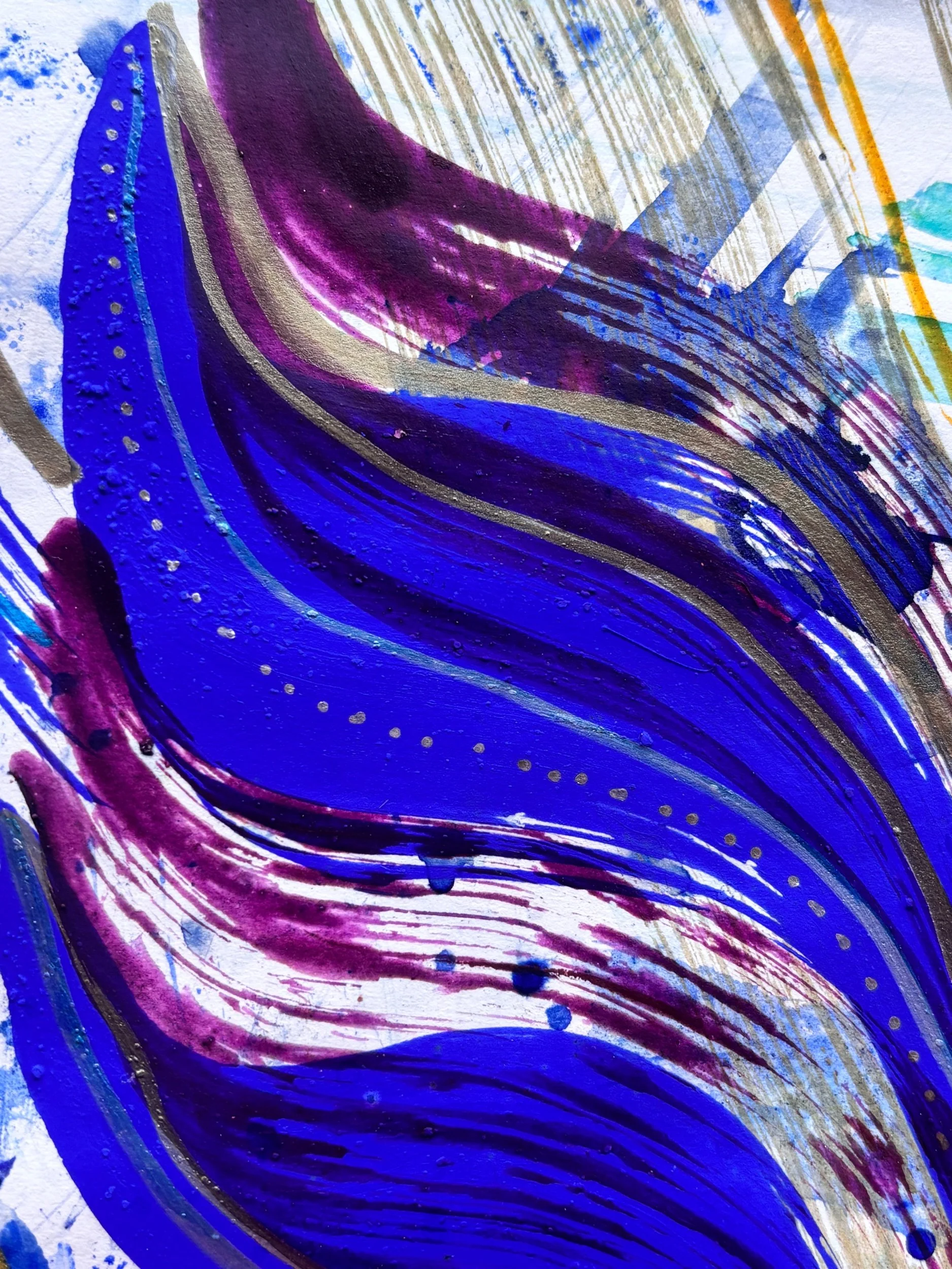 Eclore IV, pigments, marqueur et encre sur papier, 24 x 32 cm, par Keren Schwarz