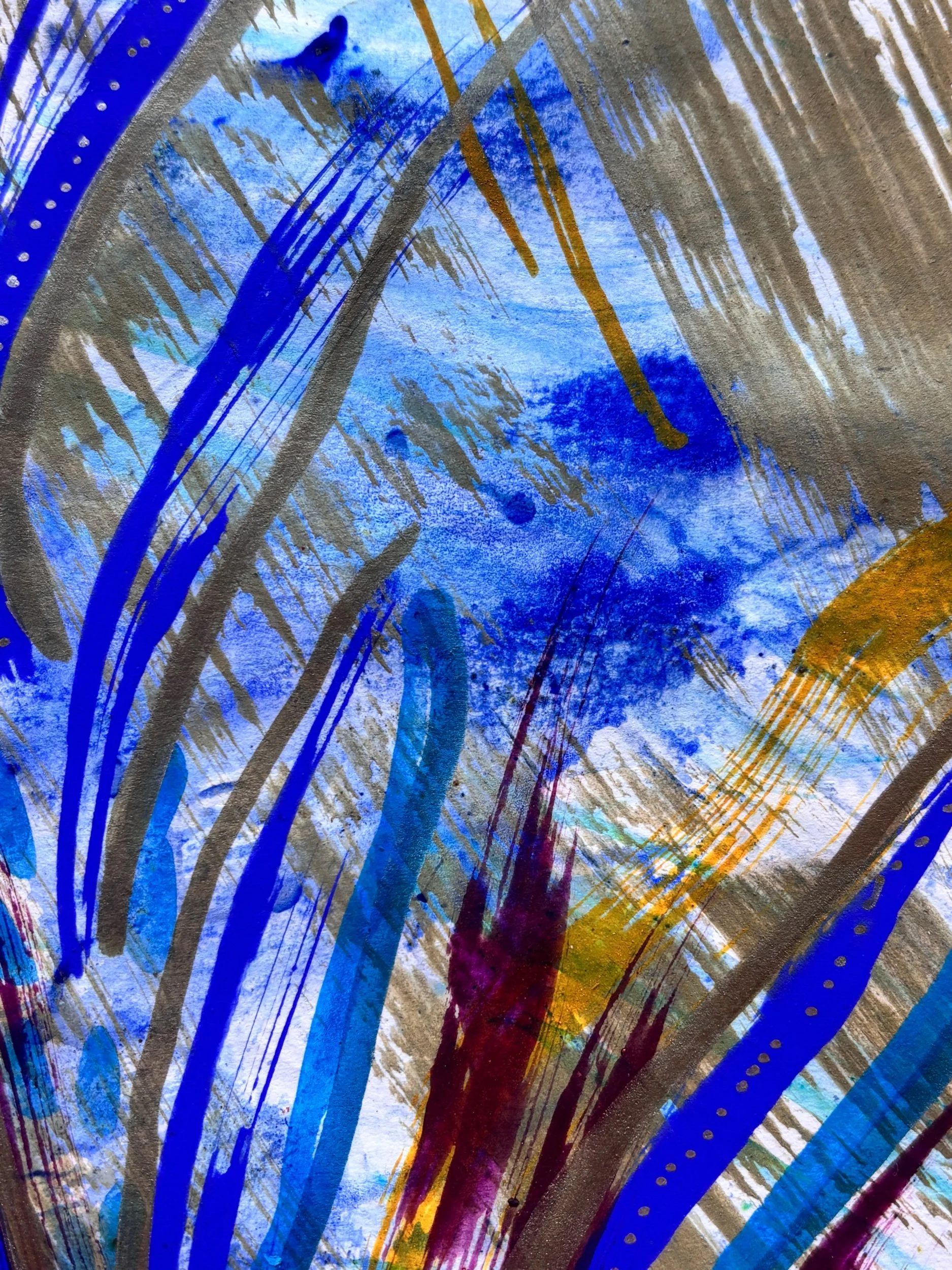 Eclore IV, pigments, marqueur et encre sur papier, 24 x 32 cm, par Keren Schwarz