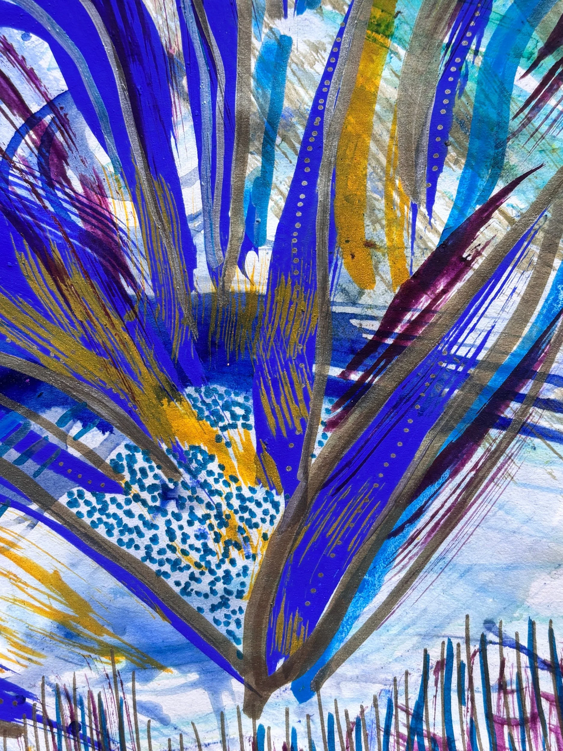 Eclore IV, pigments, marqueur et encre sur papier, 24 x 32 cm, par Keren Schwarz