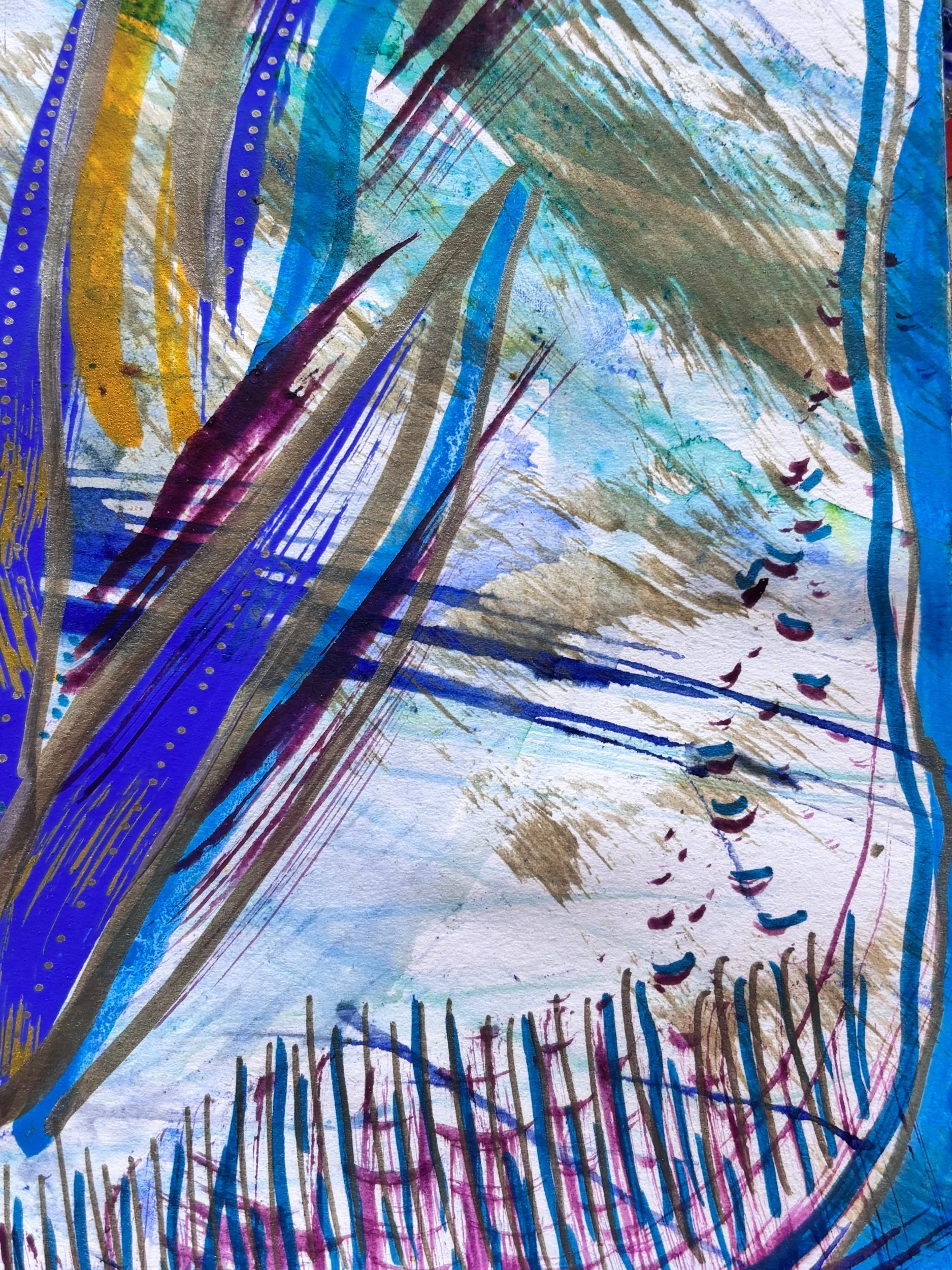 Eclore IV, pigments, marqueur et encre sur papier, 24 x 32 cm, par Keren Schwarz