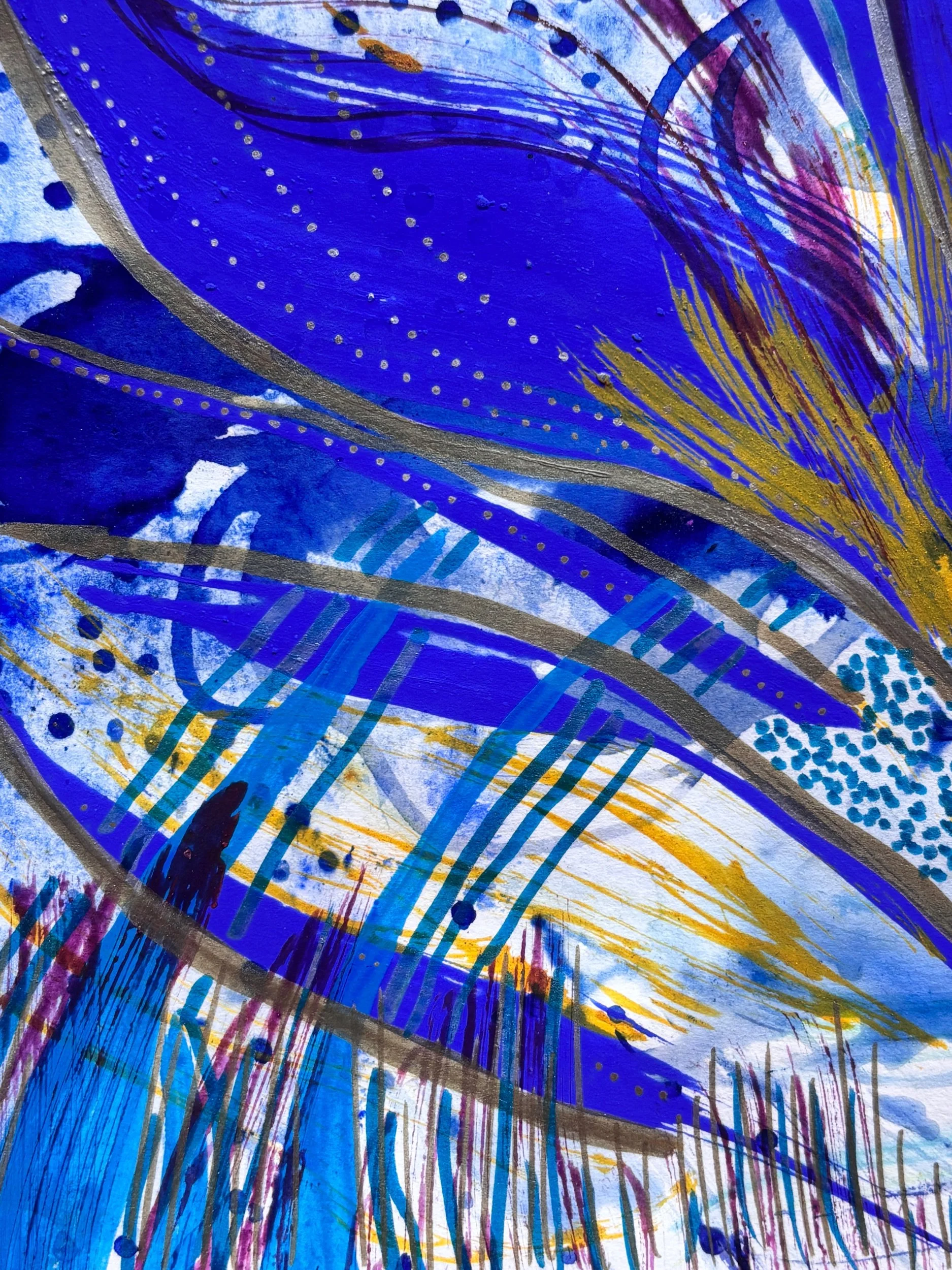 Eclore IV, pigments, marqueur et encre sur papier, 24 x 32 cm, par Keren Schwarz