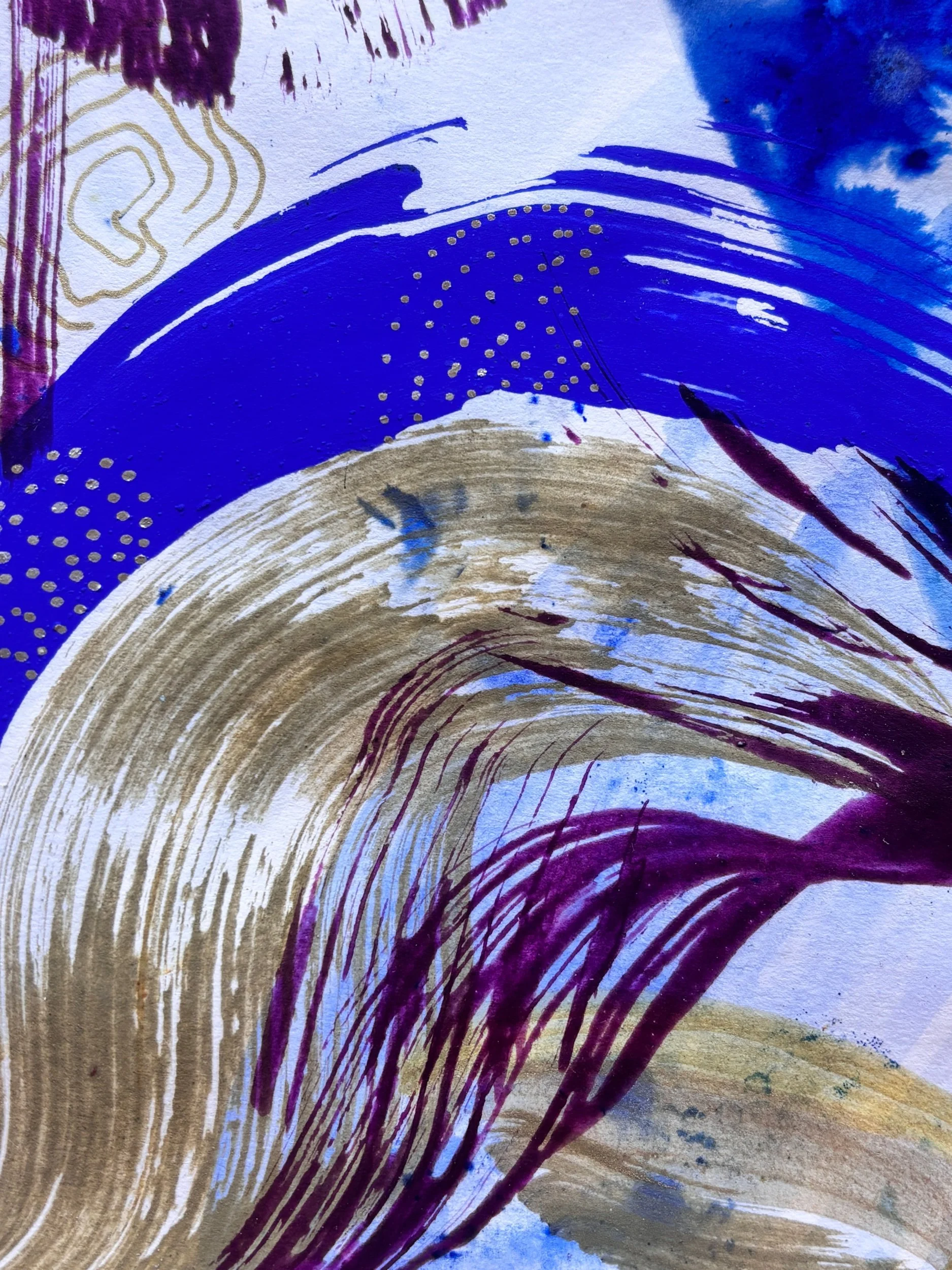 Eclore II, pigments, marqueur et encre sur papier, 32 x 24 cm, par Keren Schwarz