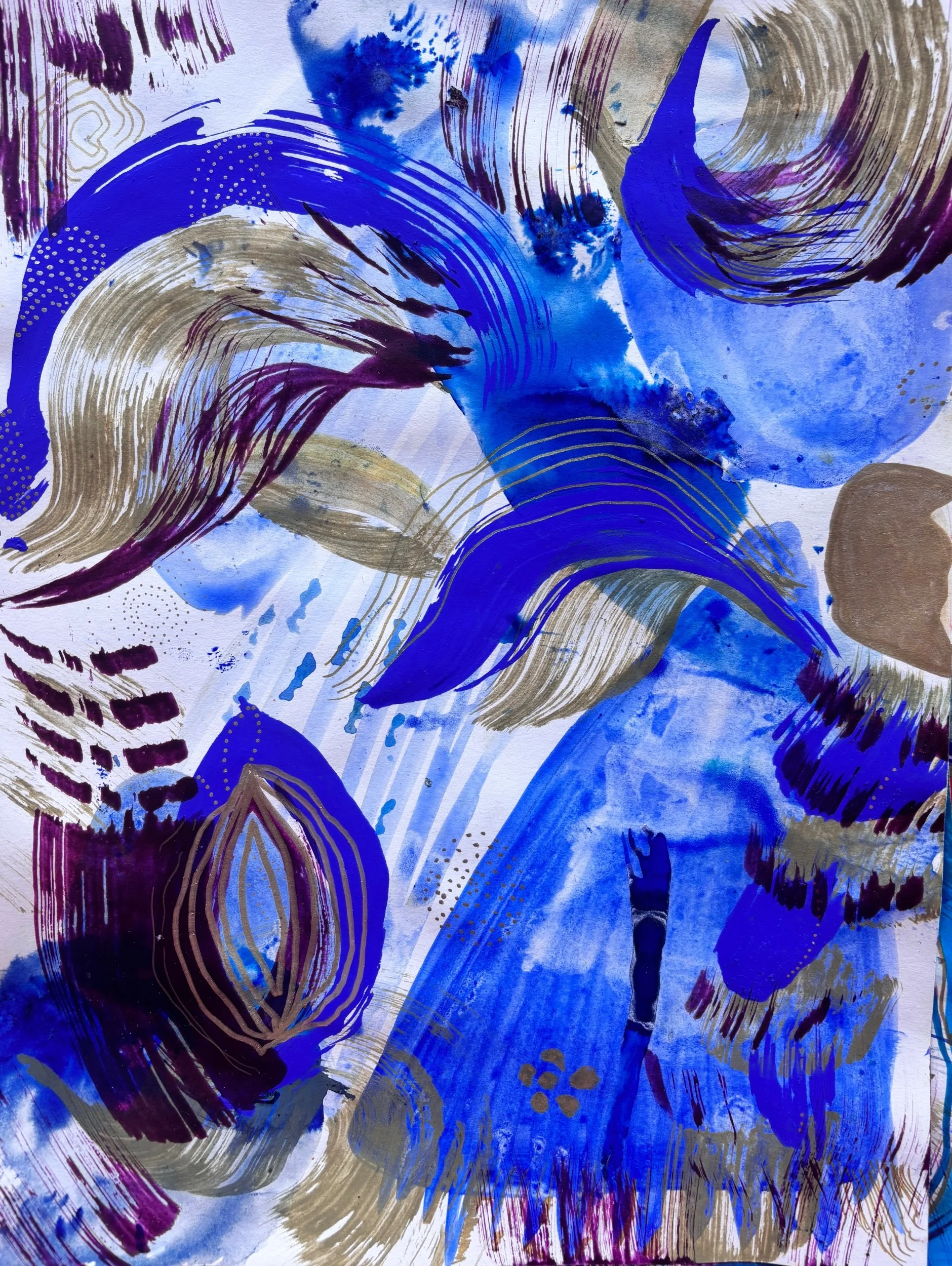 Eclore II, pigments, marqueur et encre sur papier, 32 x 24 cm, par Keren Schwarz