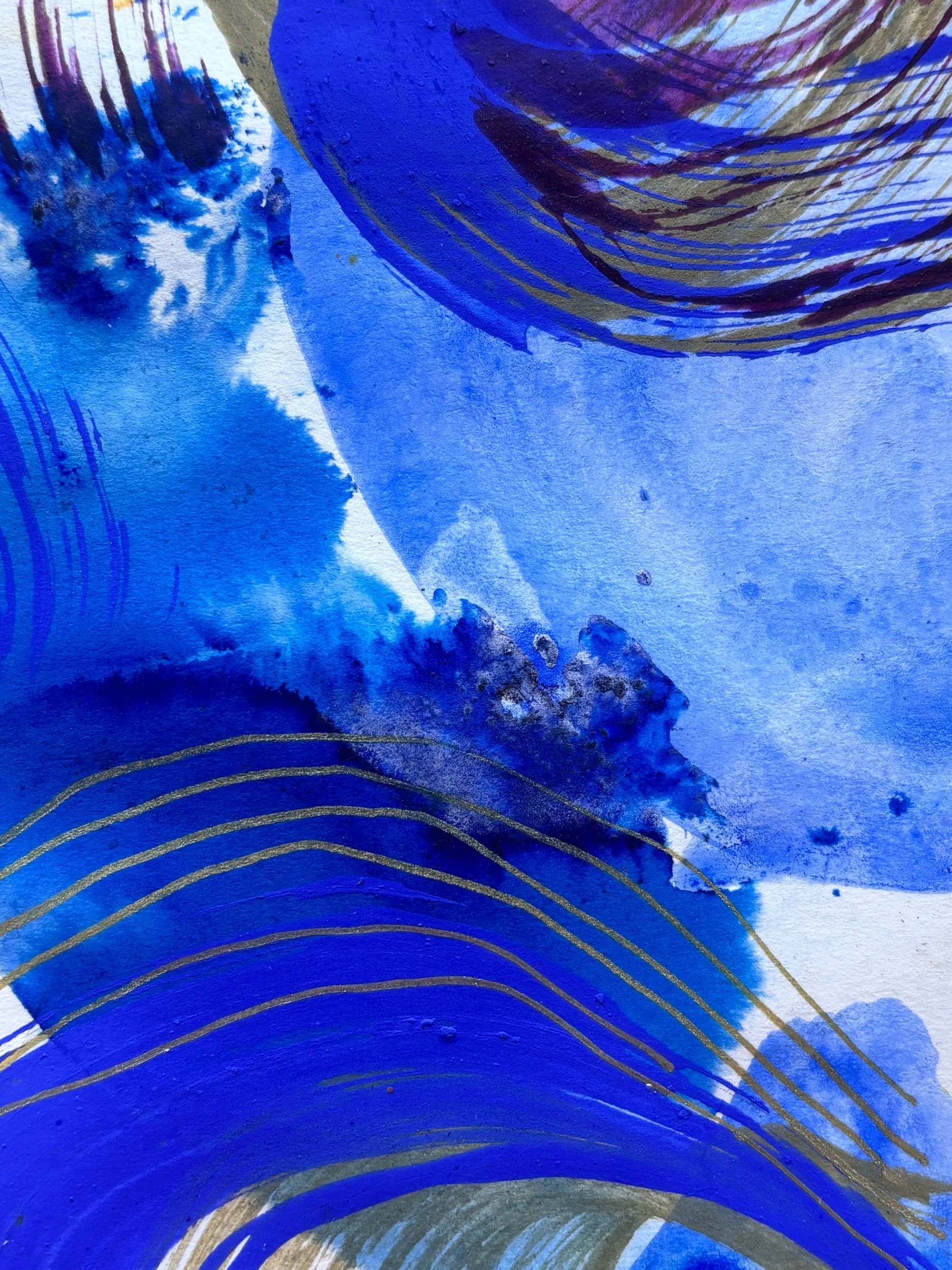 Eclore II, pigments, marqueur et encre sur papier, 32 x 24 cm, par Keren Schwarz
