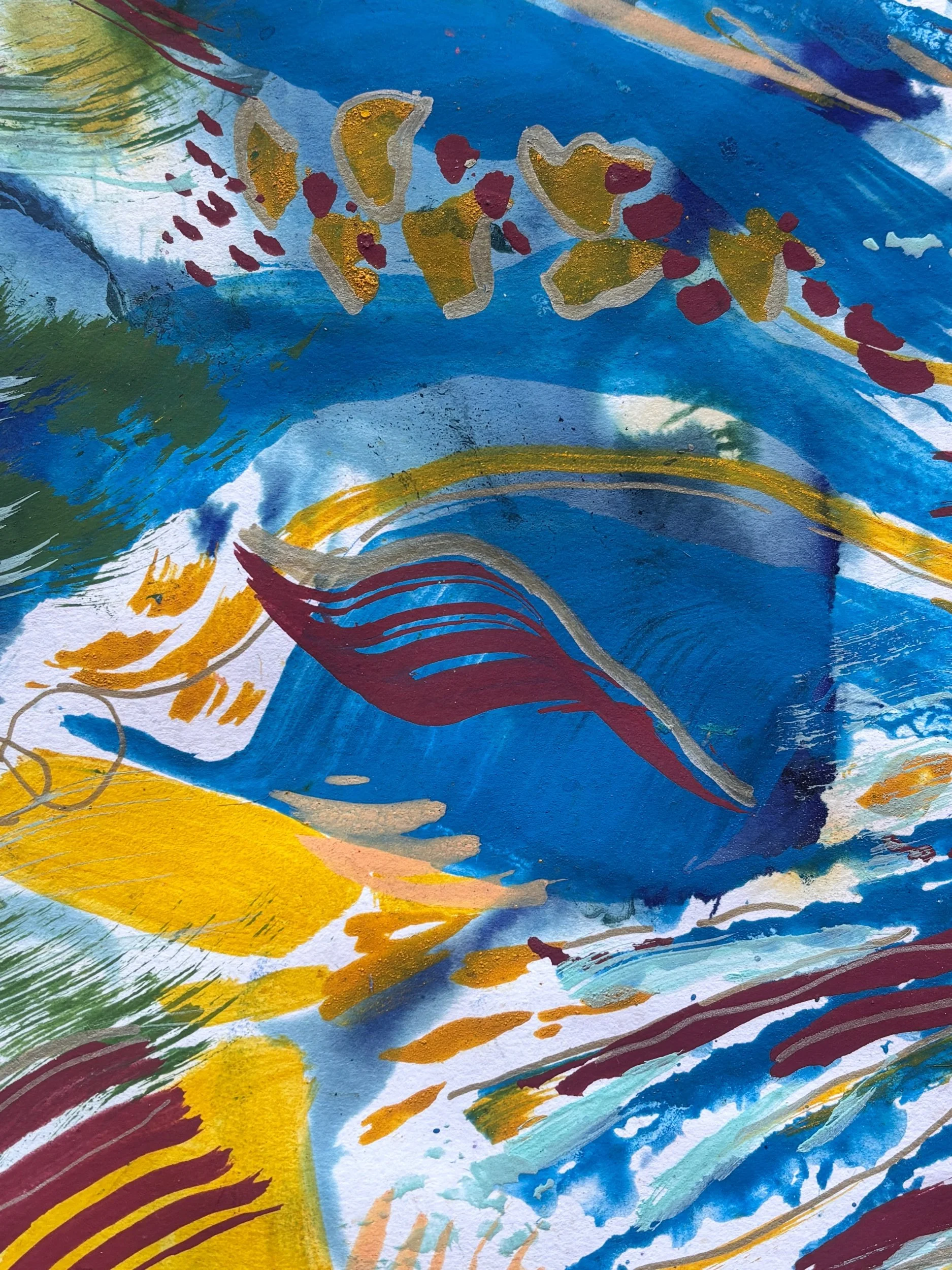 Diaspora, acrylique, pigments et marqueur sur papier, 41.7 x 59 cm, par Keren Schwarz