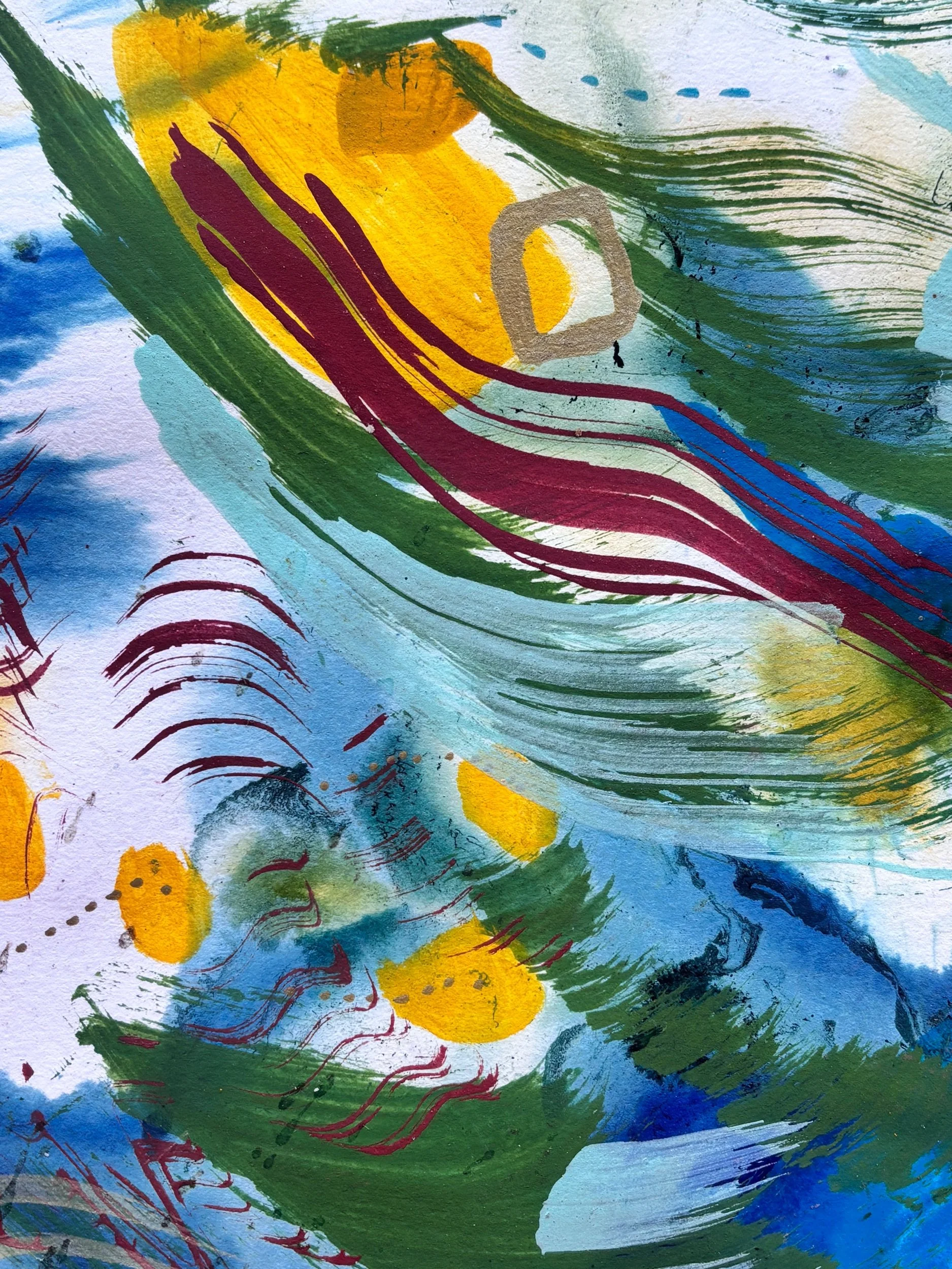 Diaspora, acrylique, pigments et marqueur sur papier, 41.7 x 59 cm, par Keren Schwarz