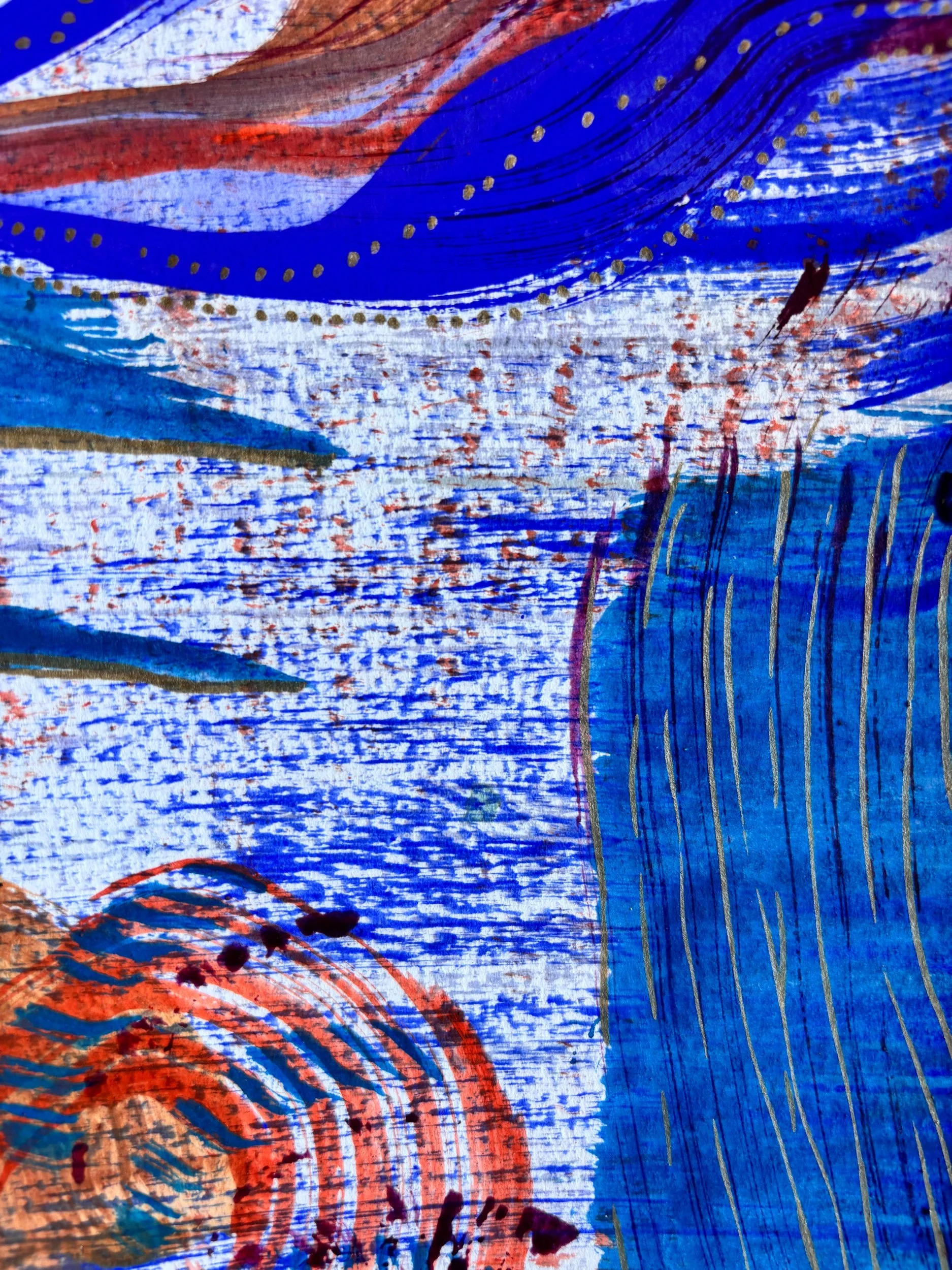 Eclore I, pigments, marqueur et encre sur papier, 32 x 24 cm, par Keren Schwarz