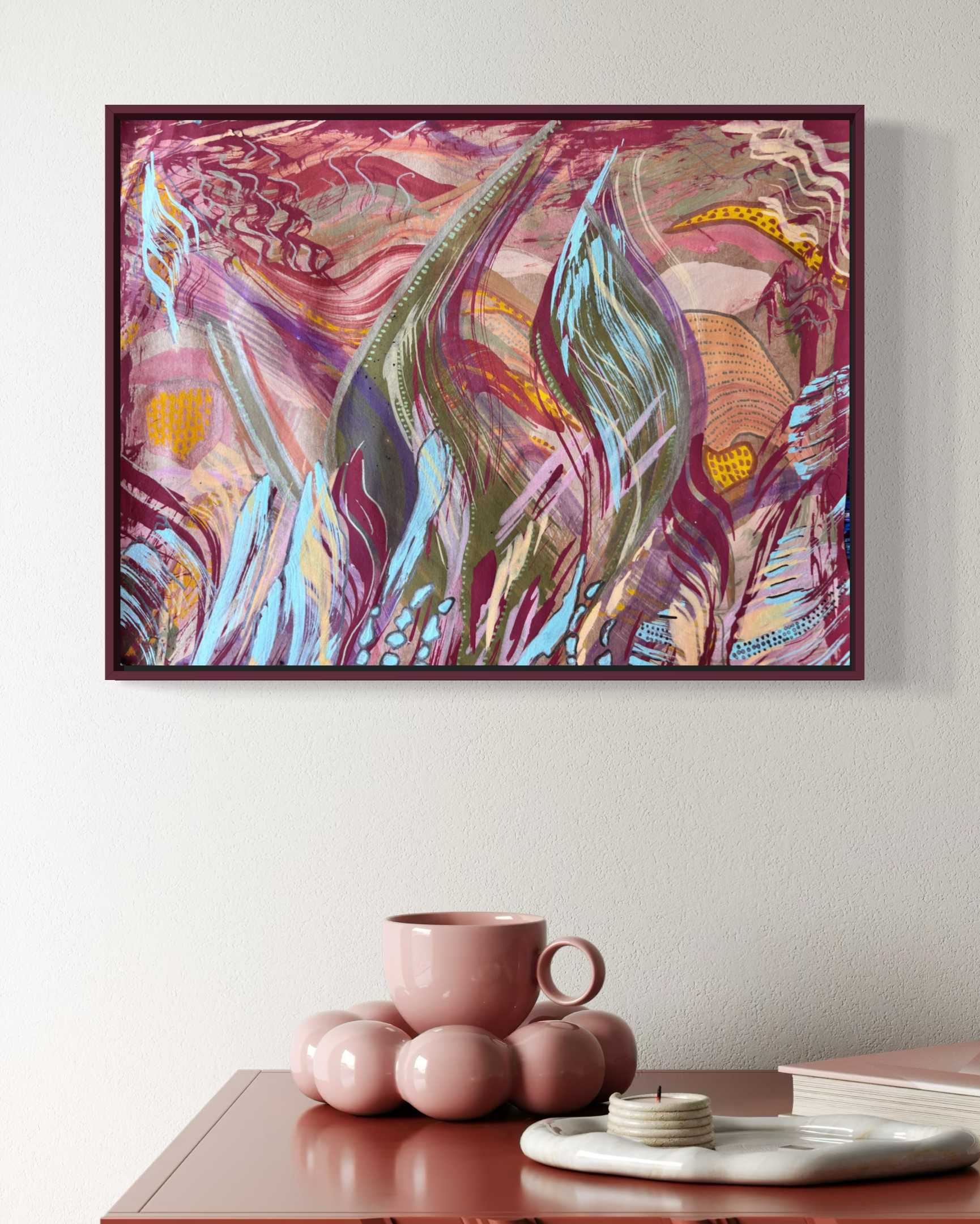 Diaspora III, acrylique et pigments sur papier, 21.7 x 29 cm, par Keren Schwarz