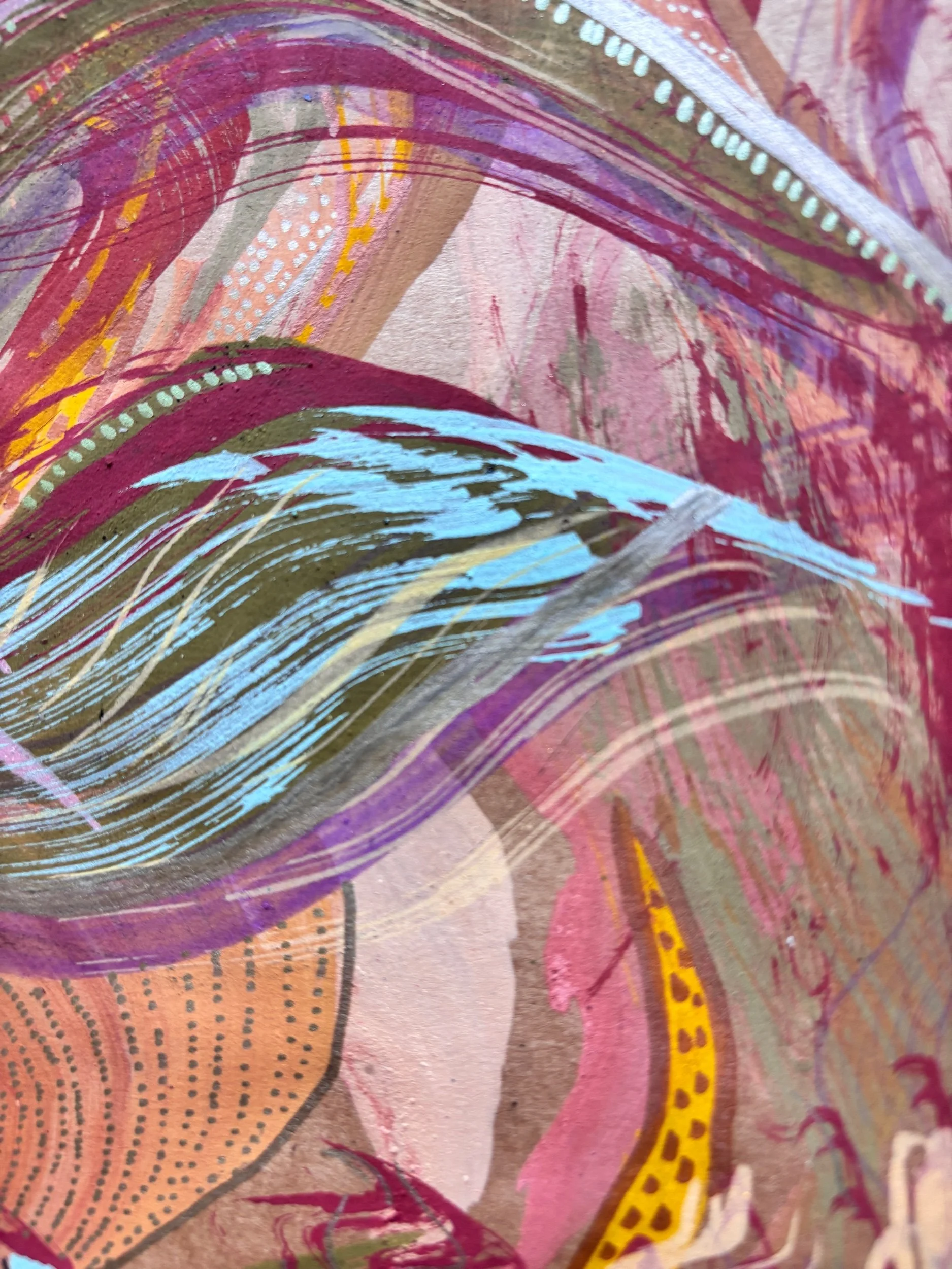 Diaspora III, acrylique et pigments sur papier, 21.7 x 29 cm, par Keren Schwarz