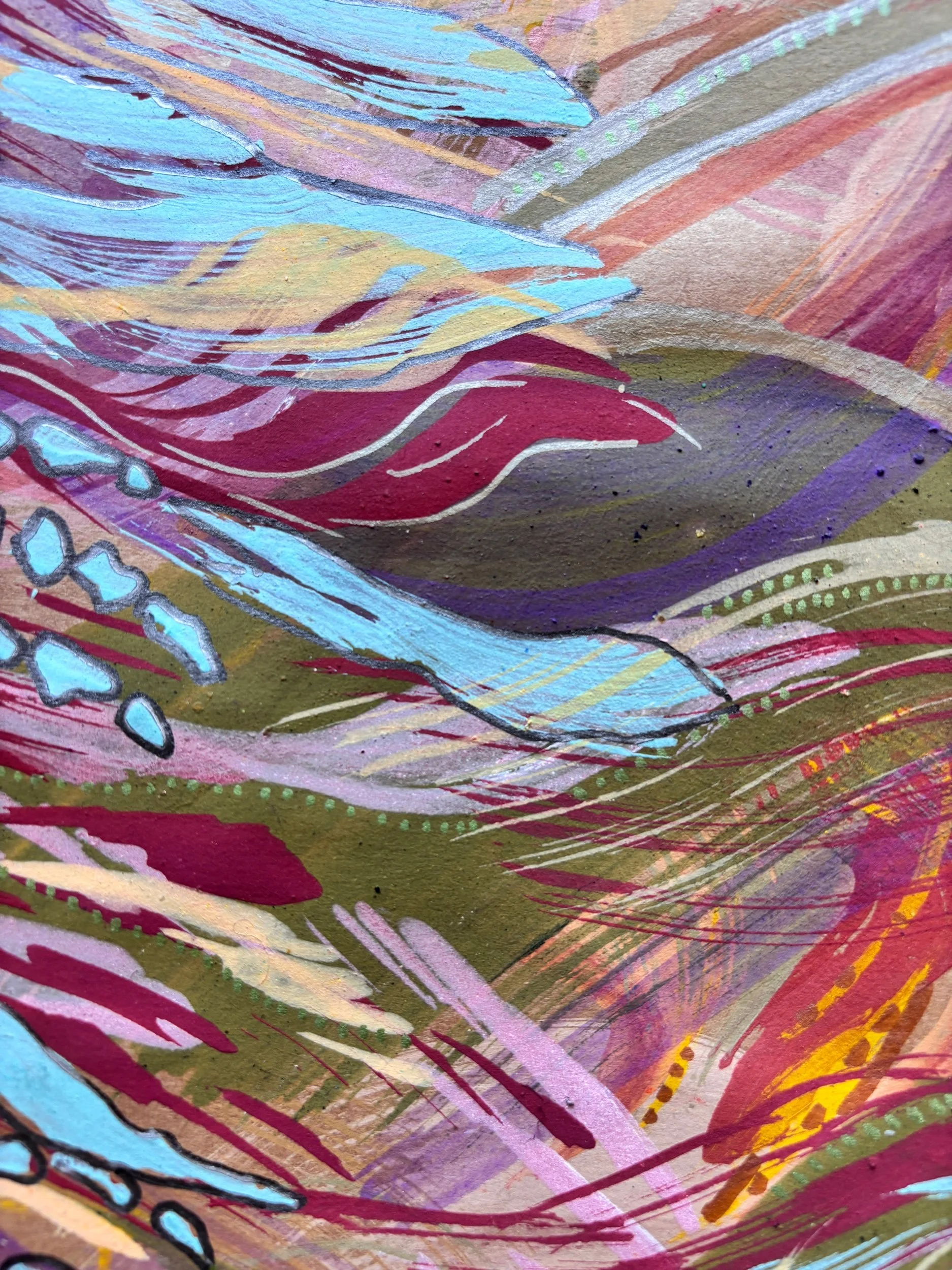 Diaspora III, acrylique et pigments sur papier, 21.7 x 29 cm, par Keren Schwarz