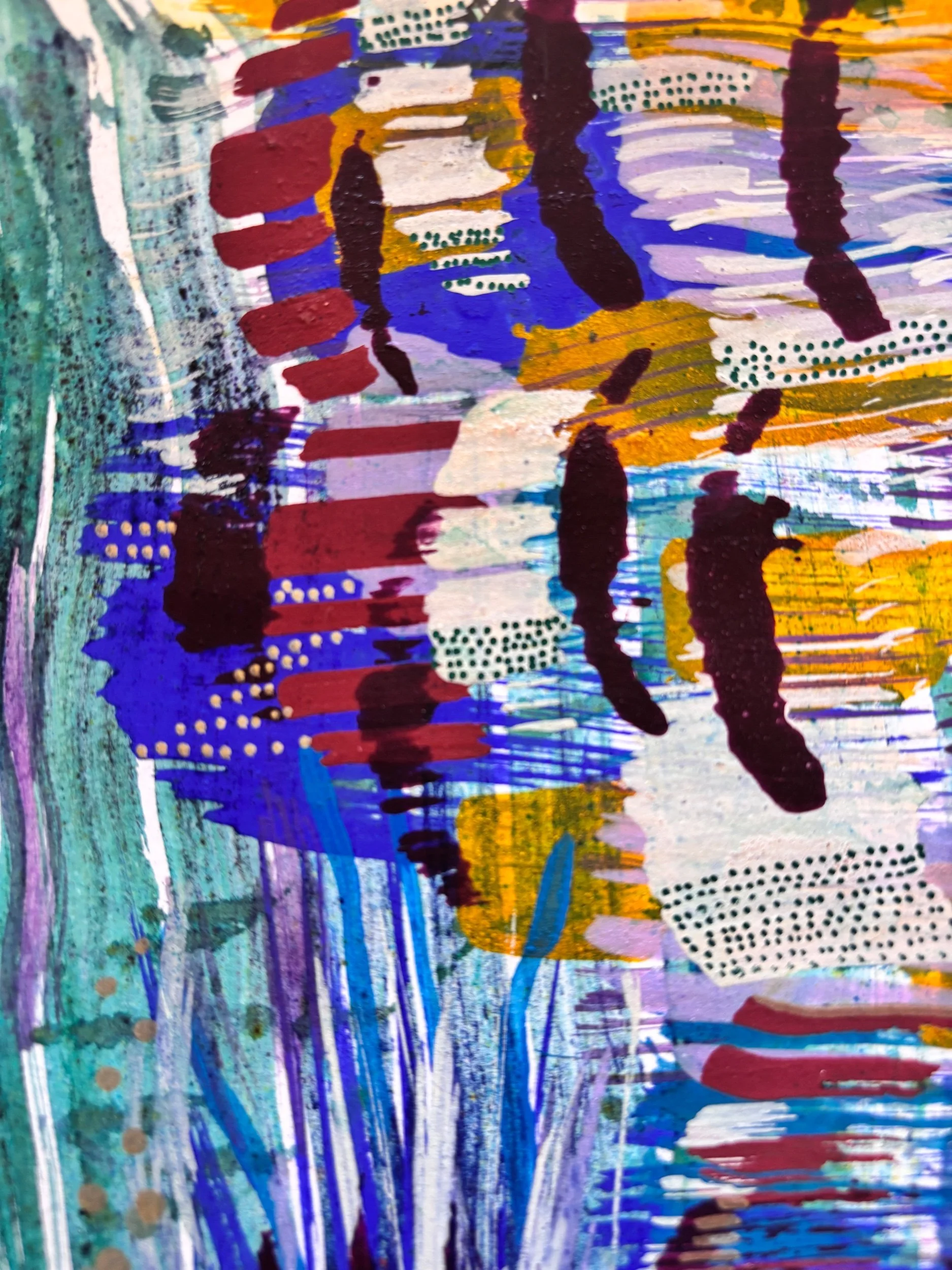 Mouvement I, acrylique et pigments sur papier, 21.7 x 29 cm, par Keren Schwarz
