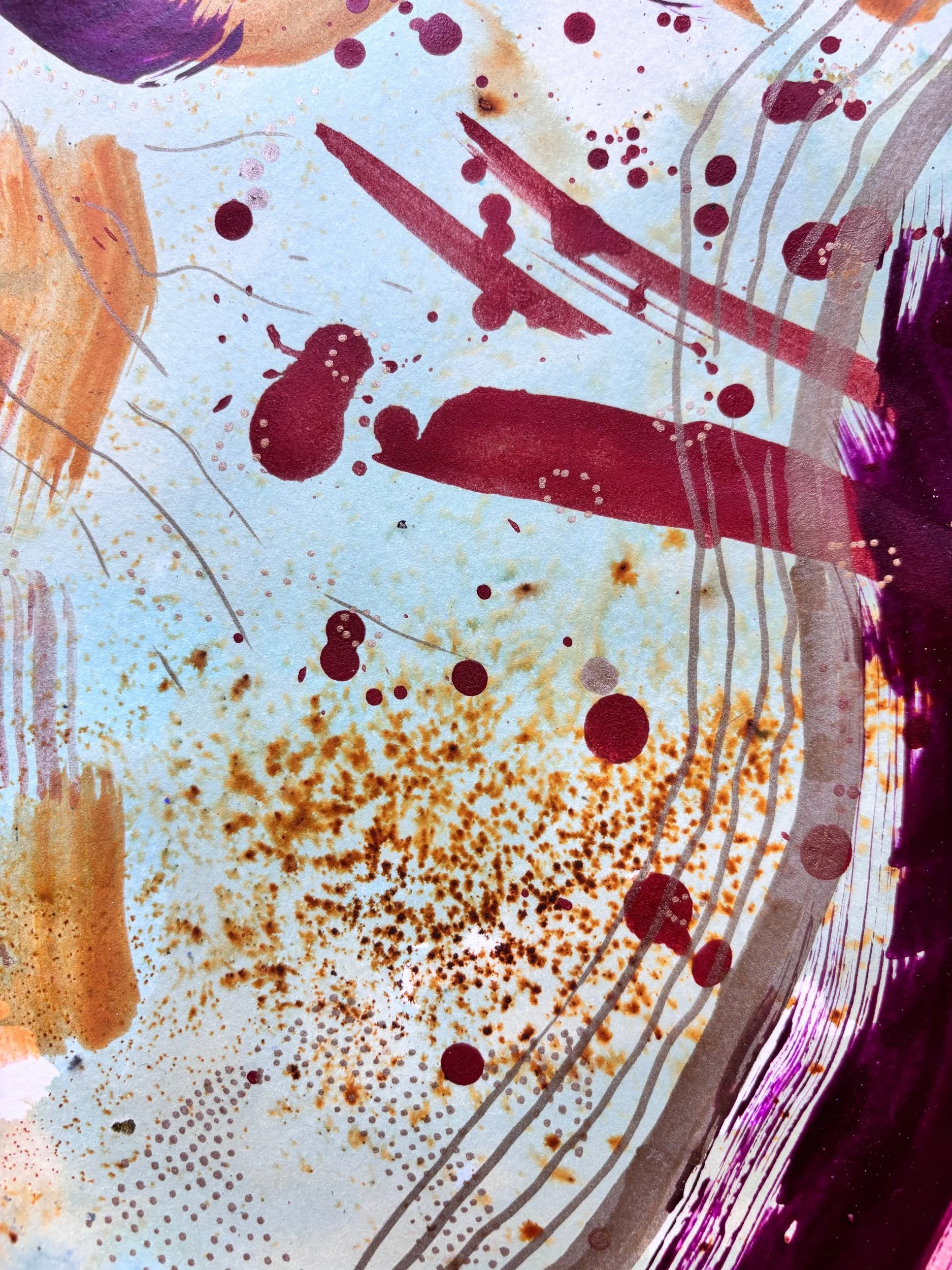 Diaspora II, acrylique et pigments sur papier, 21.7 x 29 cm, par Keren Schwarz