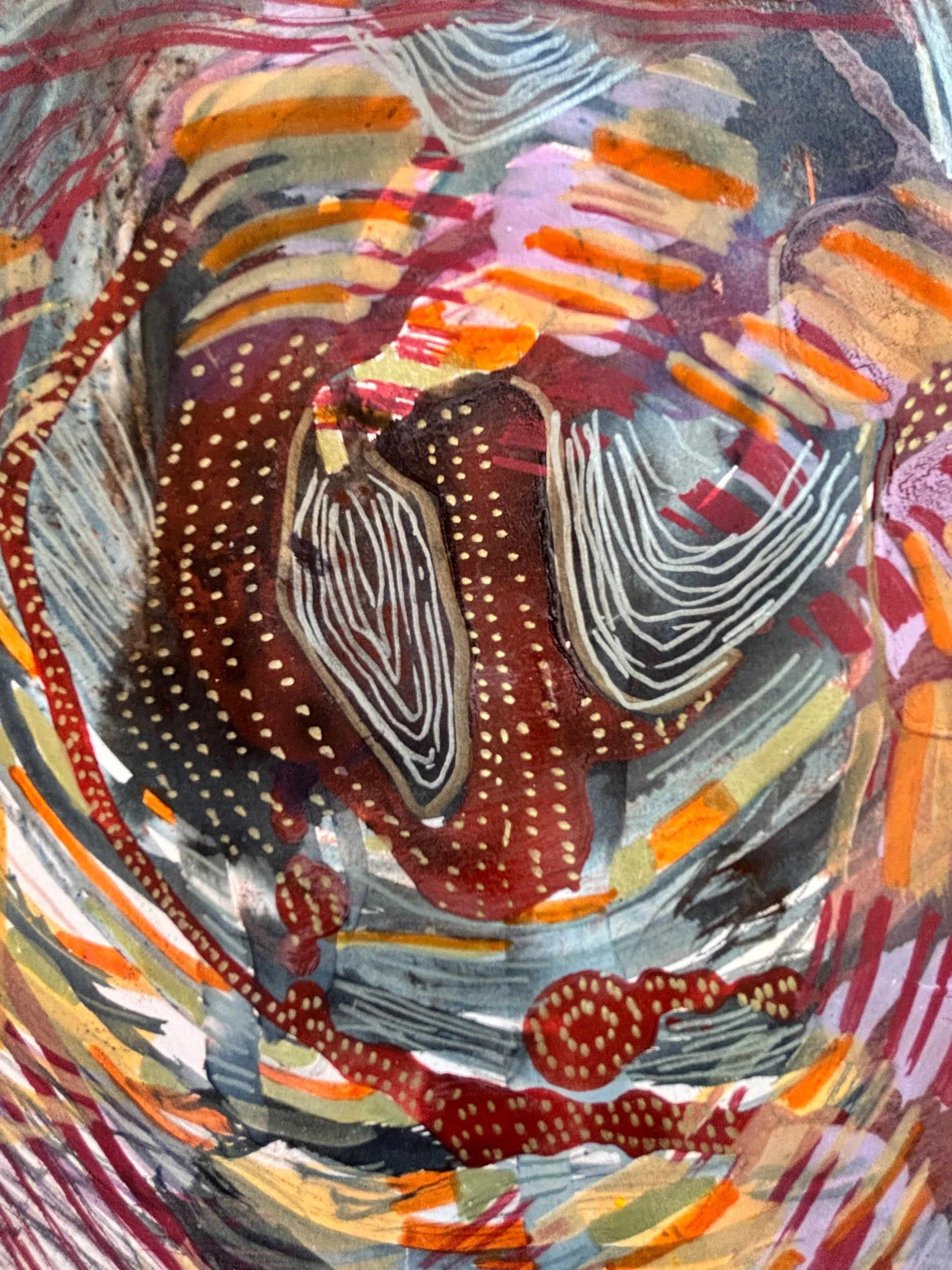 Eclipse III, pigments, marqueur et encre sur papier, 32 x 24 cm, par Keren Schwarz