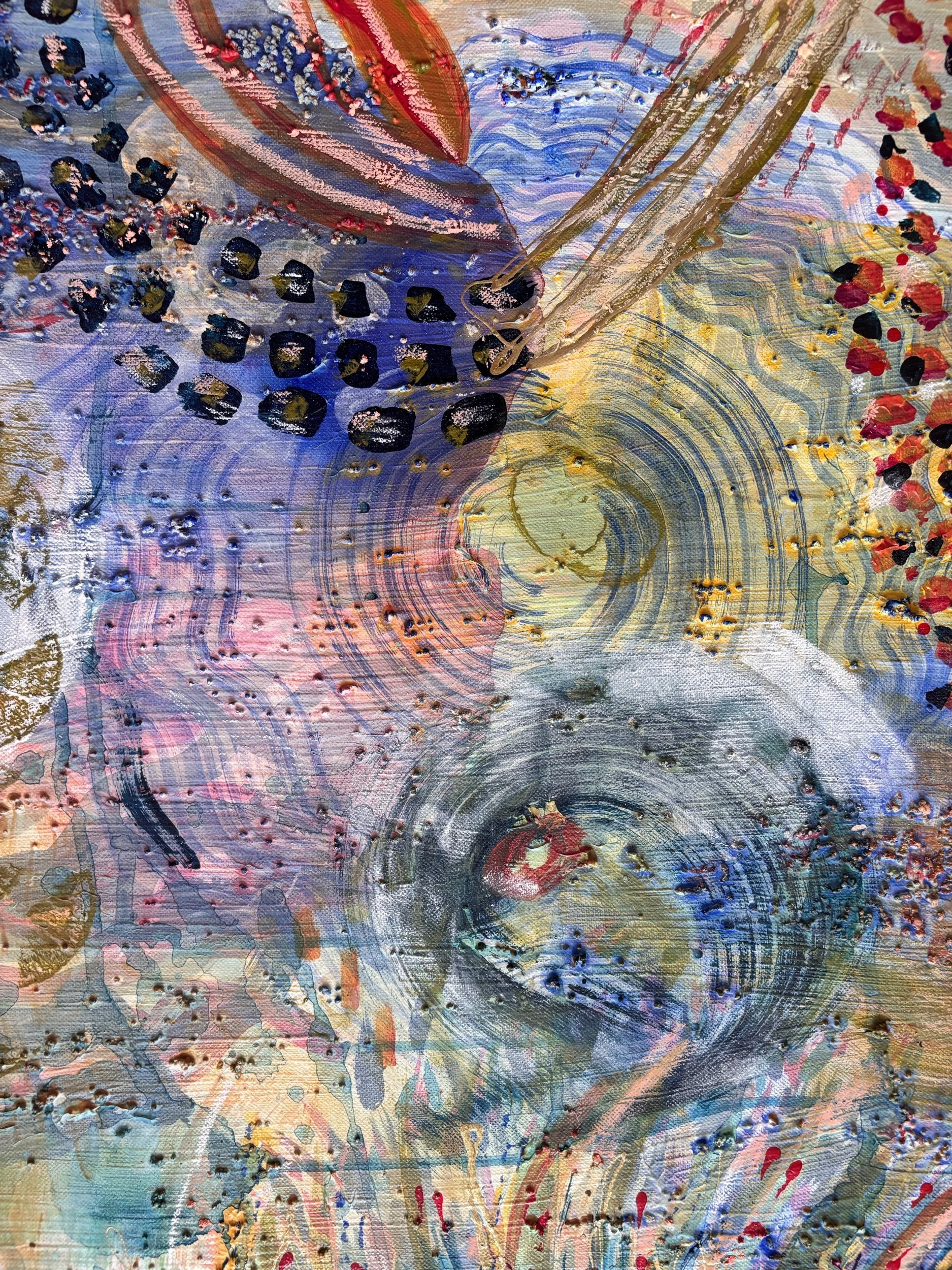 Récif, acrylique et pigments sur toile, 116 x 73 cm, par Keren Schwarz