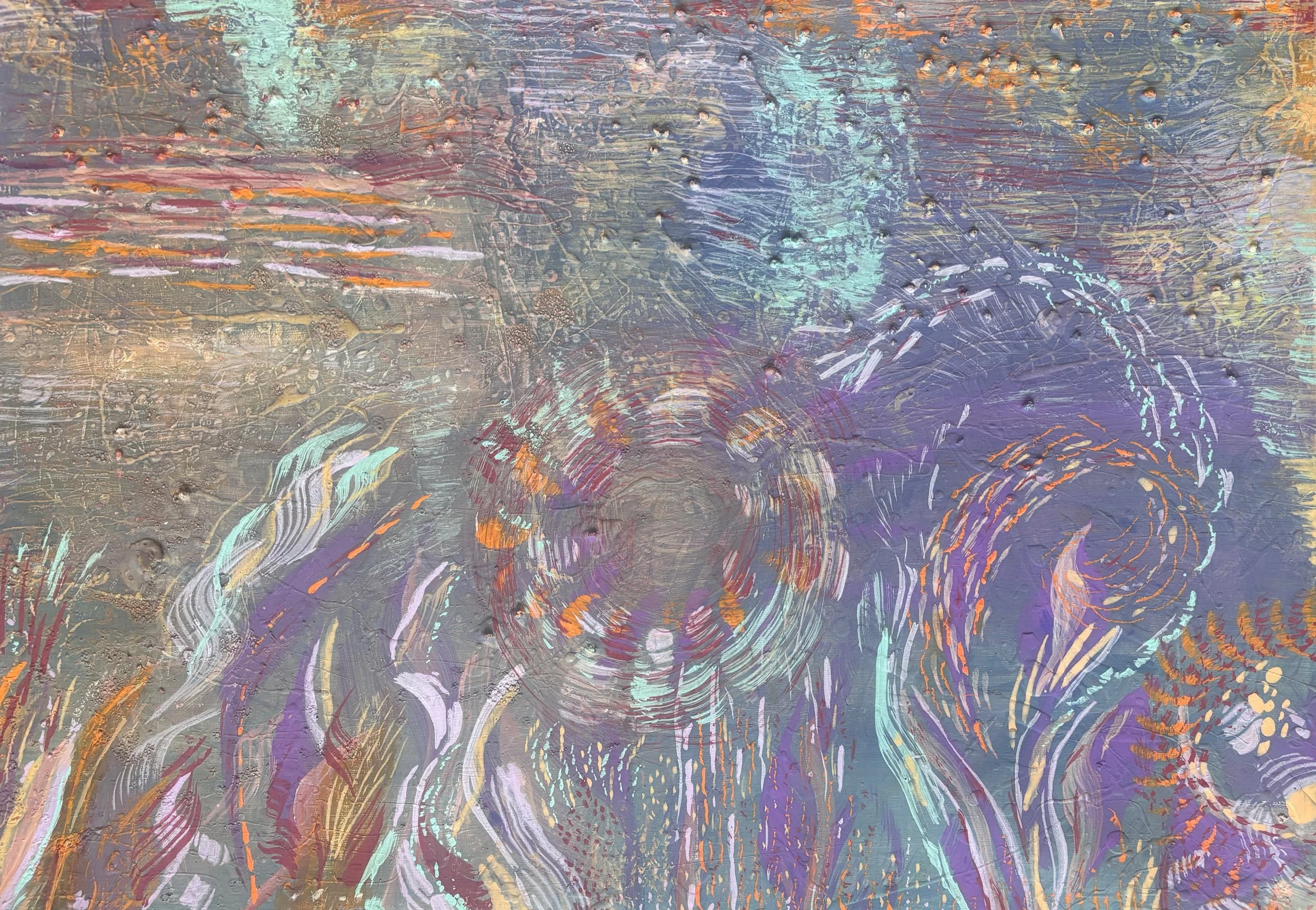 Spirale, acrylique et pigments sur toile, 65 x 90 cm, par Keren Schwarz