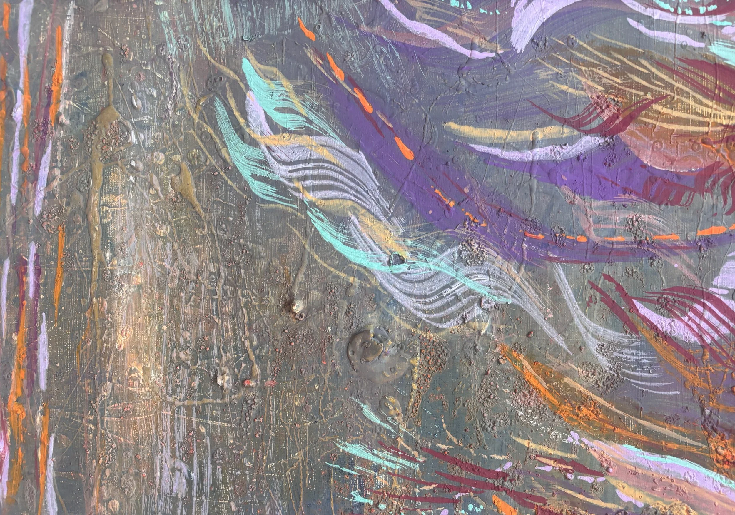 Spirale, acrylique et pigments sur toile, 65 x 90 cm, par Keren Schwarz