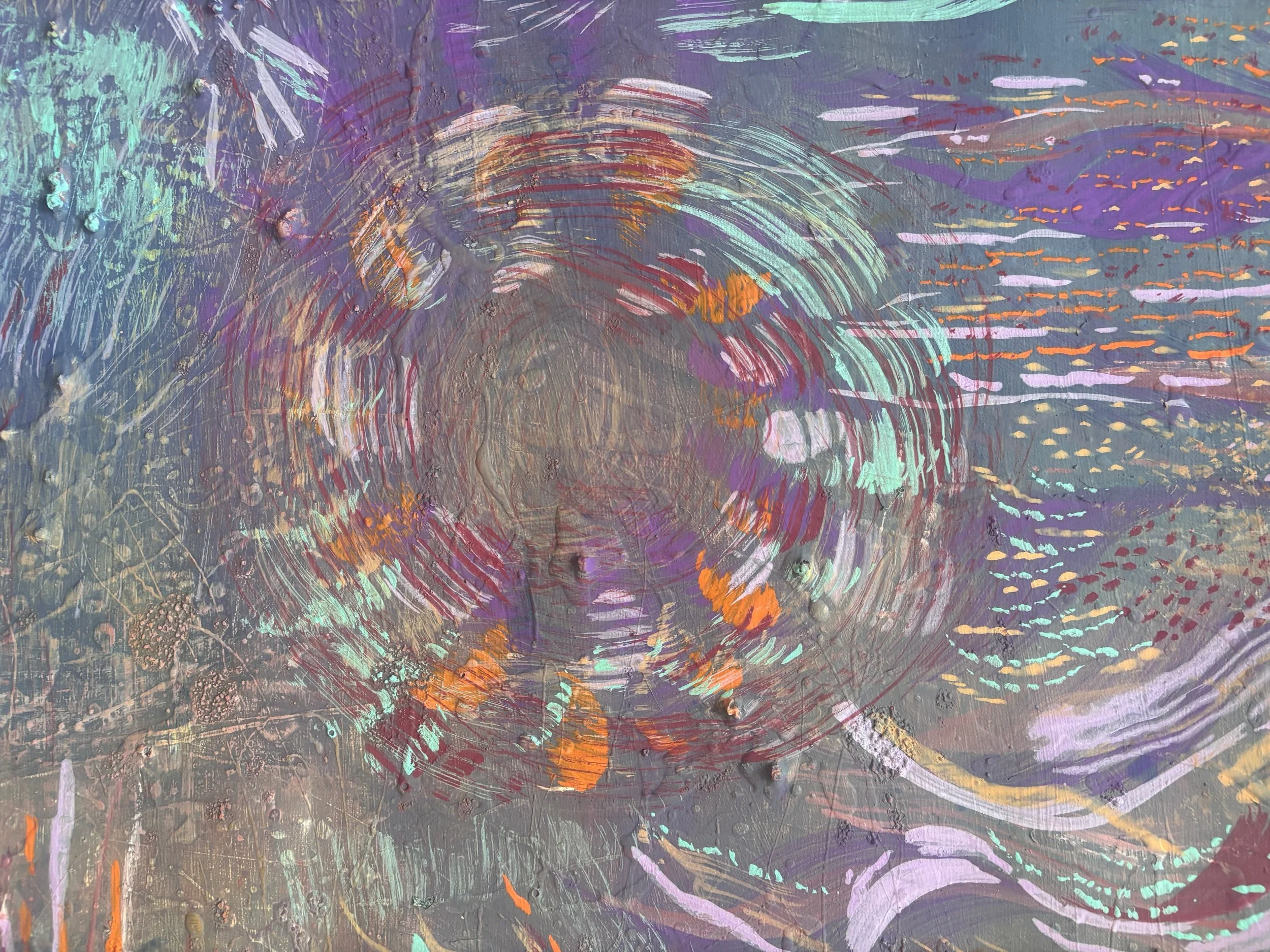 Spirale, acrylique et pigments sur toile, 65 x 90 cm, par Keren Schwarz