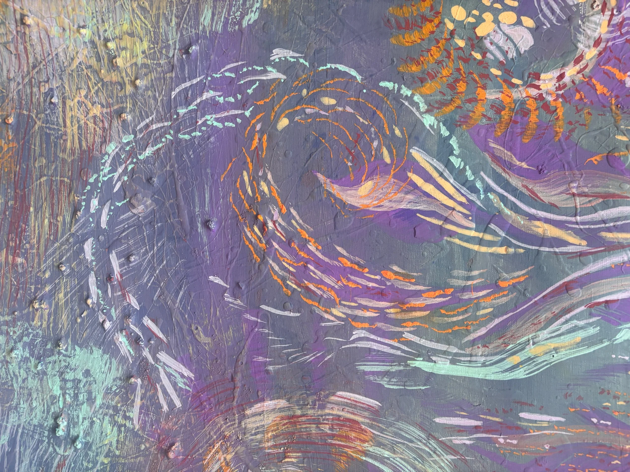 Spirale, acrylique et pigments sur toile, 65 x 90 cm, par Keren Schwarz