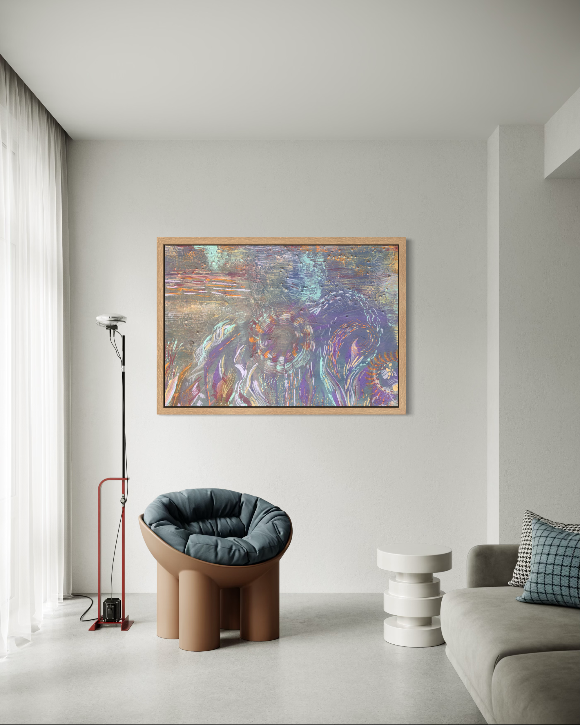 Spirale, acrylique et pigments sur toile, 65 x 90 cm, par Keren Schwarz