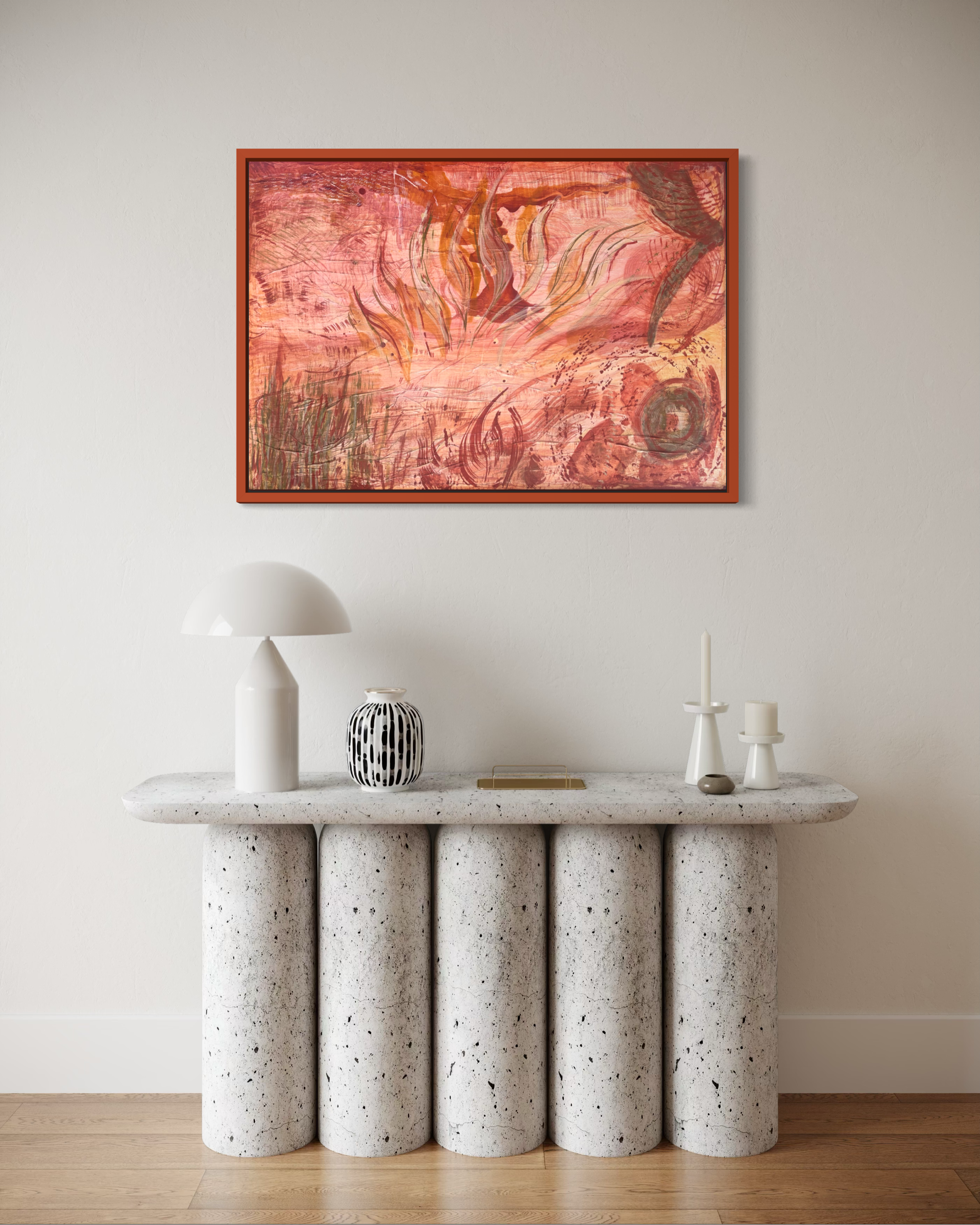 Envol, acrylique et pigments naturels sur toile, 70 x 100 cm, par Keren Schwarz