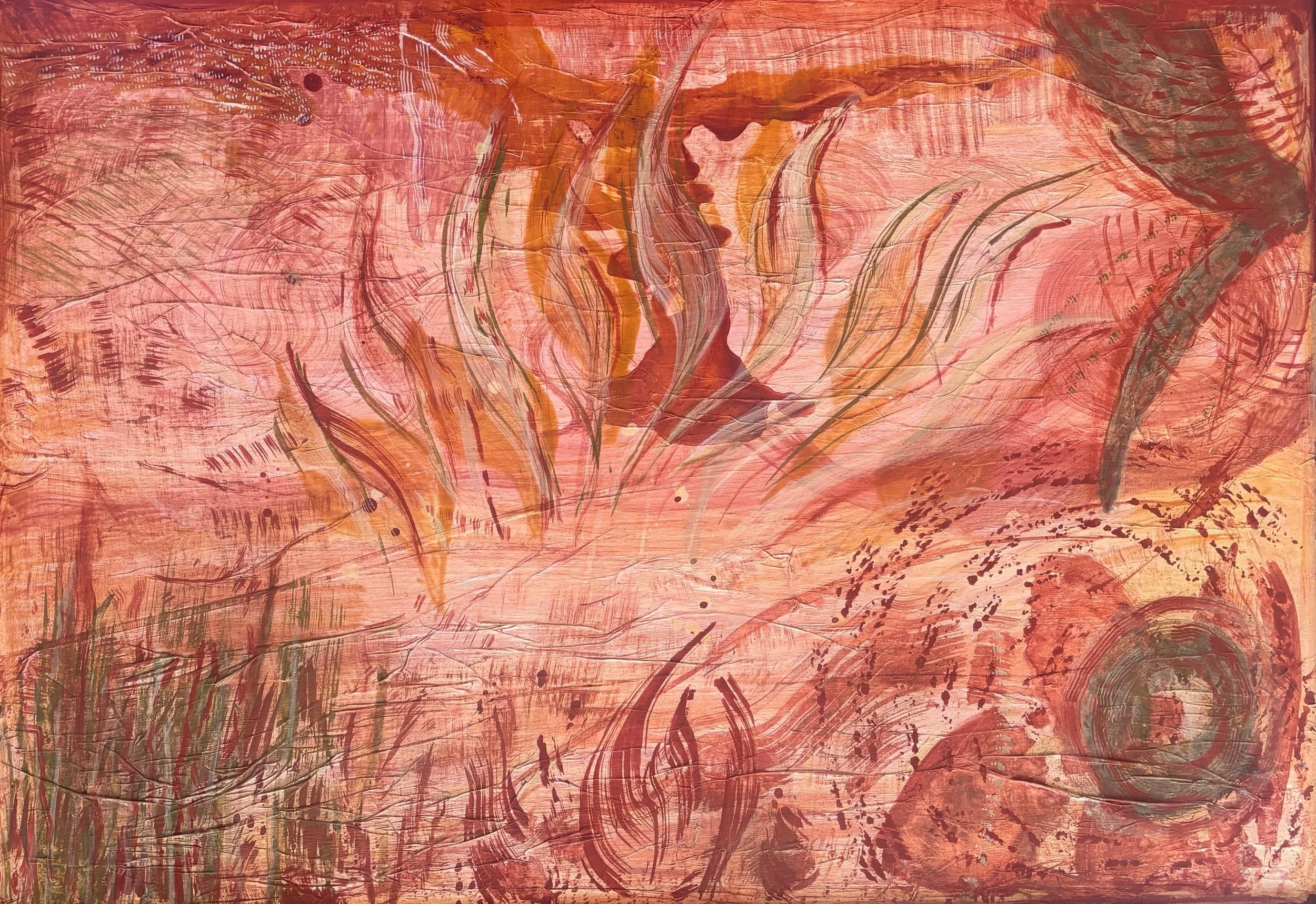 Envol, acrylique et pigments naturels sur toile, 70 x 100 cm, par Keren Schwarz