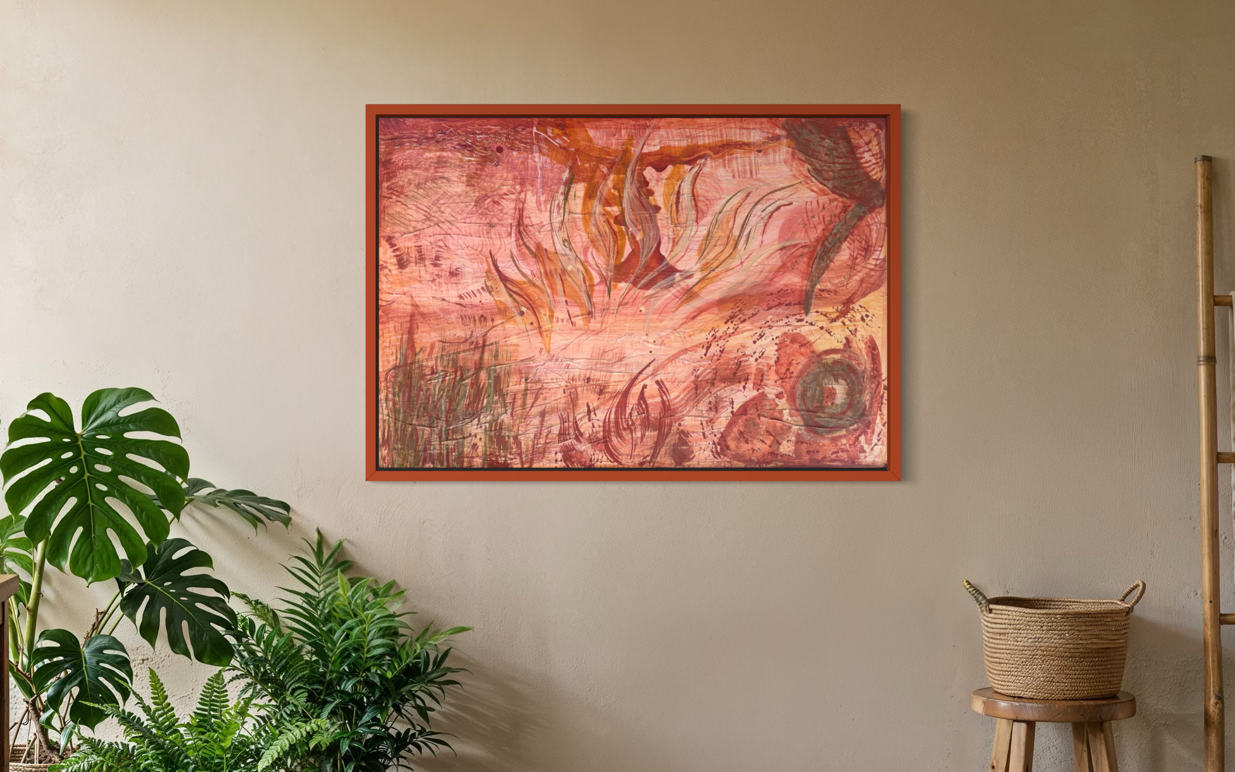 Envol, acrylique et pigments naturels sur toile, 70 x 100 cm, par Keren Schwarz